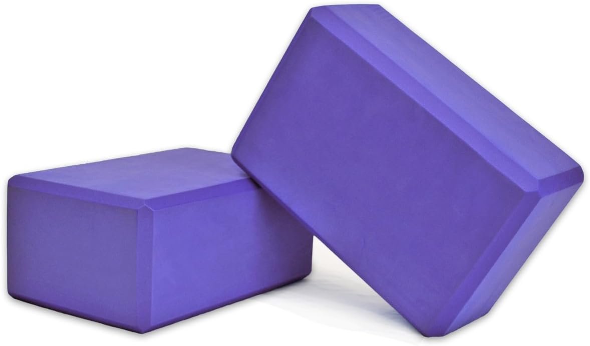 YogaAccessories High Density and Lightweight Foam Yoga Blocks – Strength and Flexibility Aid (Set of 2)