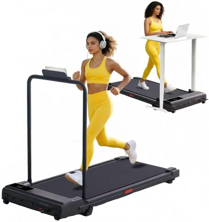 Walking Pad with Handle Bar, 2026 Upgrade Small Walking Pad Treadmill with Incline, 3.0HP Portable Under Desk Treadmill with Handles for Home Small, 0.6-7.6MPH, 350LBS