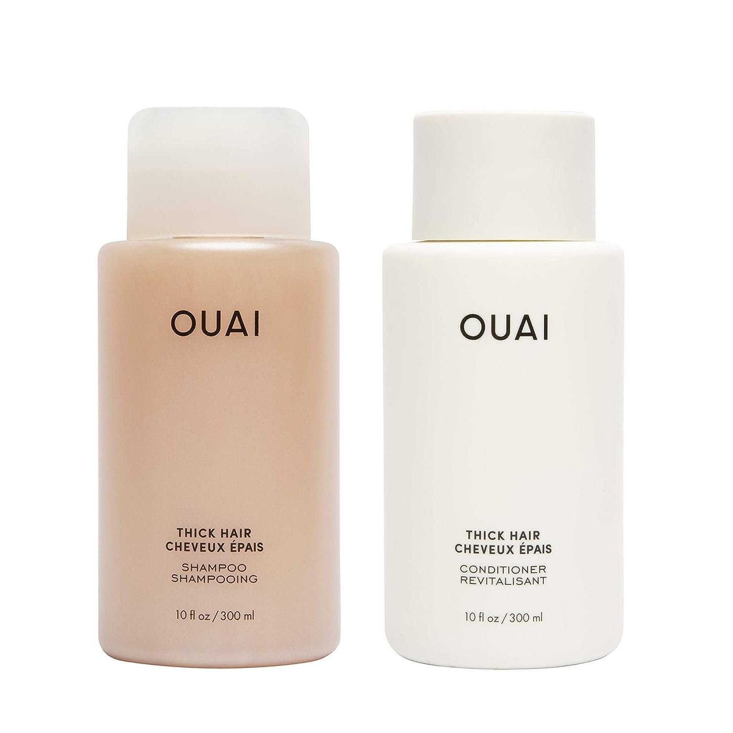 OUAI Thick Hair Shampoo and Conditioner Set – Sulfate Free Shampoo and Conditioner for Thick Hair Care – Moisturizes, Strengthens & Fights Frizz – Made with Keratin & Shea Butter (10 Fl Oz)