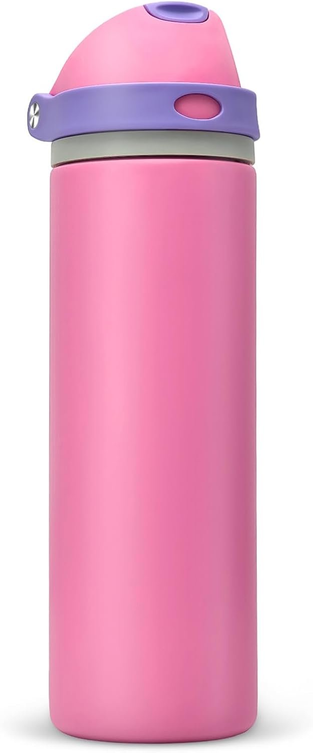 24 oz Insulated Water Bottle with Straw,Stainless Steel Leak Proof Water Bottle,2-in-1 Lid with One-Touch Flip Lid & Straw,Keep Cold All Day for School,Travel,Gym,Camping,Sports,Pink