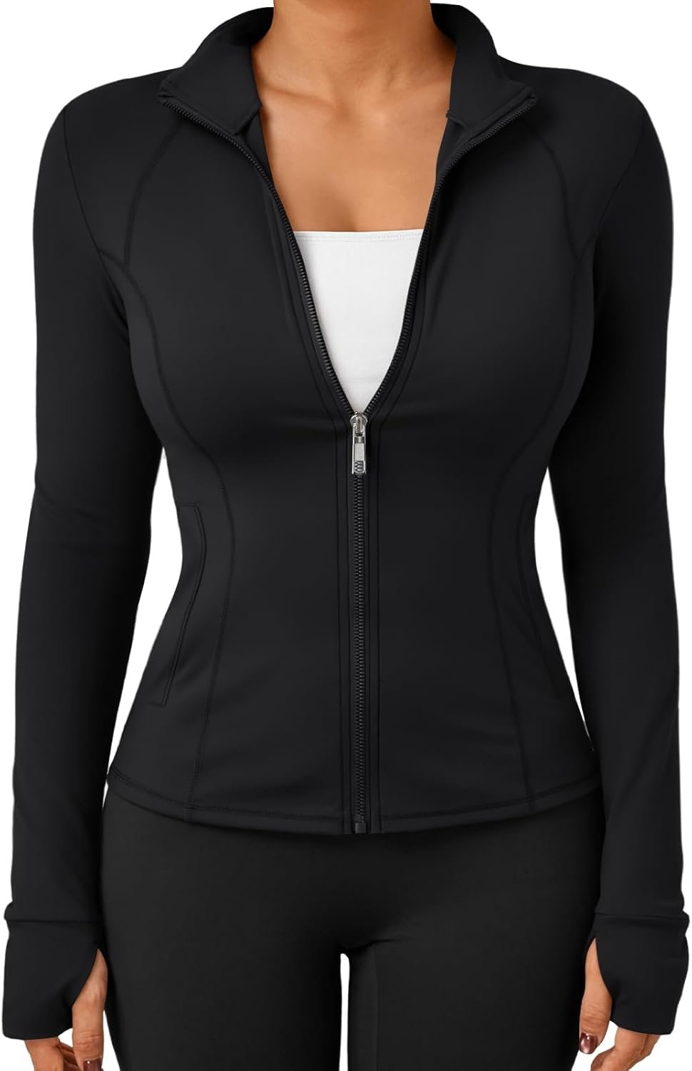 Trendy Queen Womens Lightweight Zip Up Jackets 2026 Athletic Workout Hoodies Spring Shirt Fitted Gym Clothes with Pocket