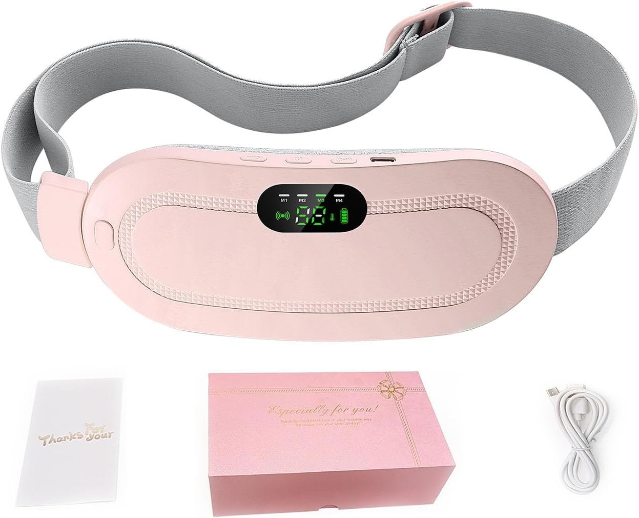 Heating Pad for Period Cramps, Three-Speed Adjustment，Portable Cordless Rechargeable Heating Pad for Menstrual Pain Relief Electric Heat Belt,Gifts for Her Women Girl Wife (Pink)