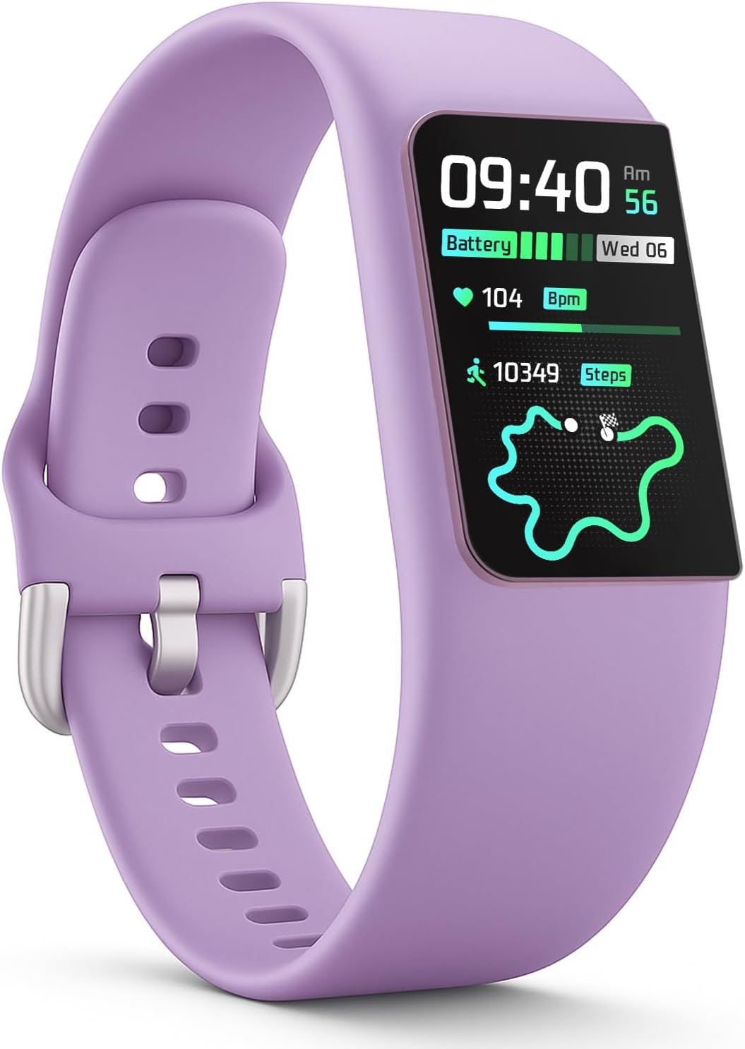 FITVII Slim Fitness Trackers, Fitness Watch with 24/7 Heart Rate, Blood Pressure, Blood Oxygen, Stress Monitor, AMOLED Activity Tracker Step Calorie Counter, IP68 Waterproof Smart Watch for Women Men