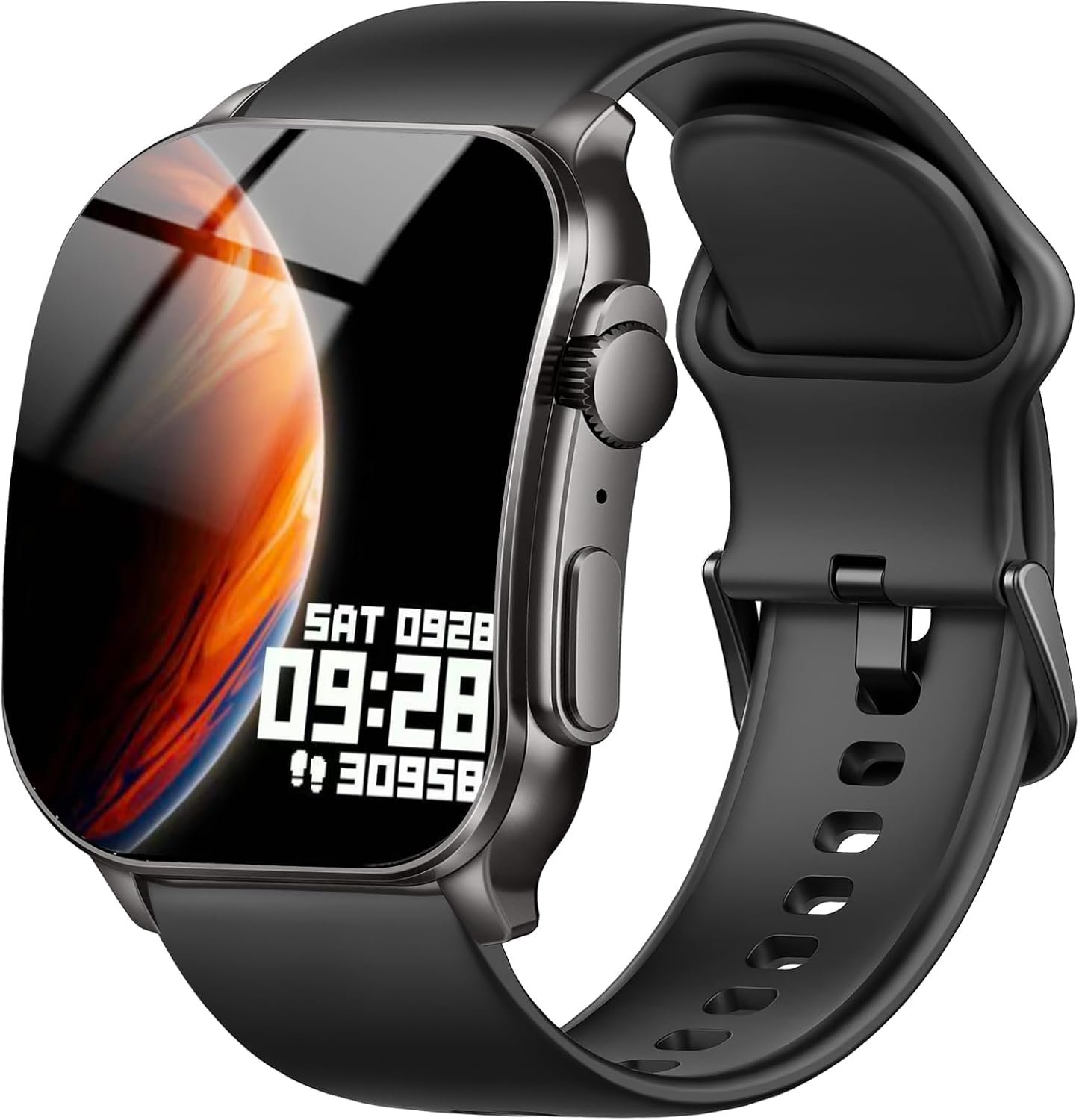 Smart Watch, 2.01″ AMOLED Curved Display Fitness Tracker with Answer/Make Calls, Fitness Watch with Fitness and Sleep Trackers, Heart Rate Monitor, Always-On Display, Water Resistant, for Android iOS