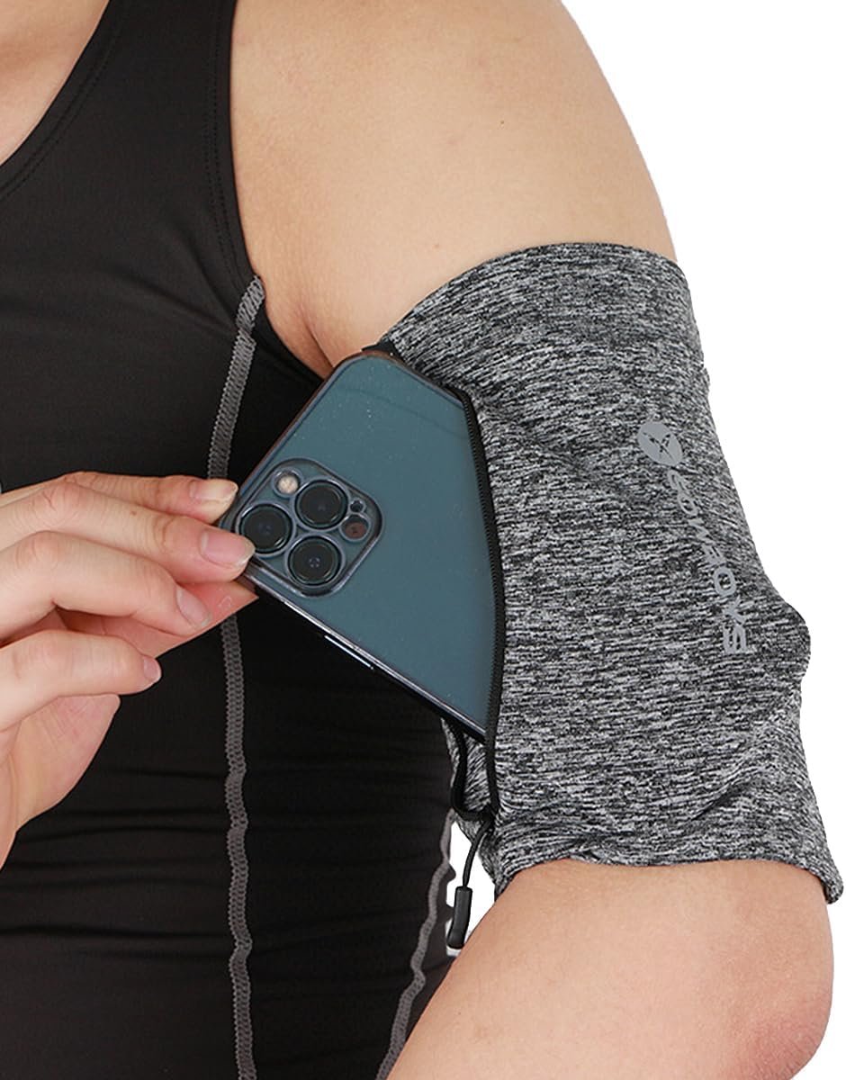Running Phone Armband for Men Women,Universal Arm Bands for Phones Below 8 Inches,Waterproof Cell Phone Armband for Hiking,Running,Cycling,Climbing(Grey L)