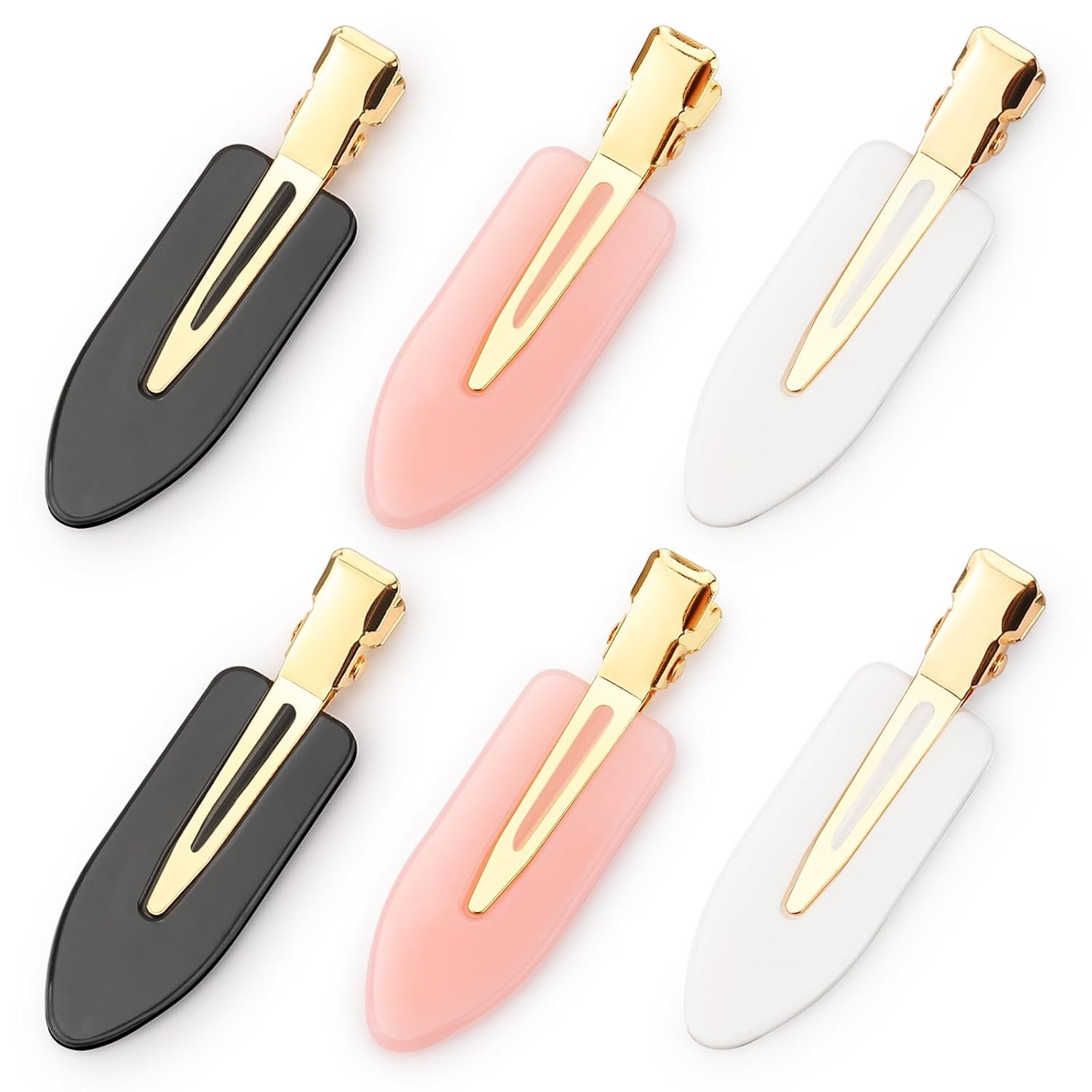 D 6 Pcs Creaseless Hair Clips No bend No Crease Hair Clip Makeup Clips for Women and Girls Flat Hair Clips for Hairstyling Salon Golden Handle