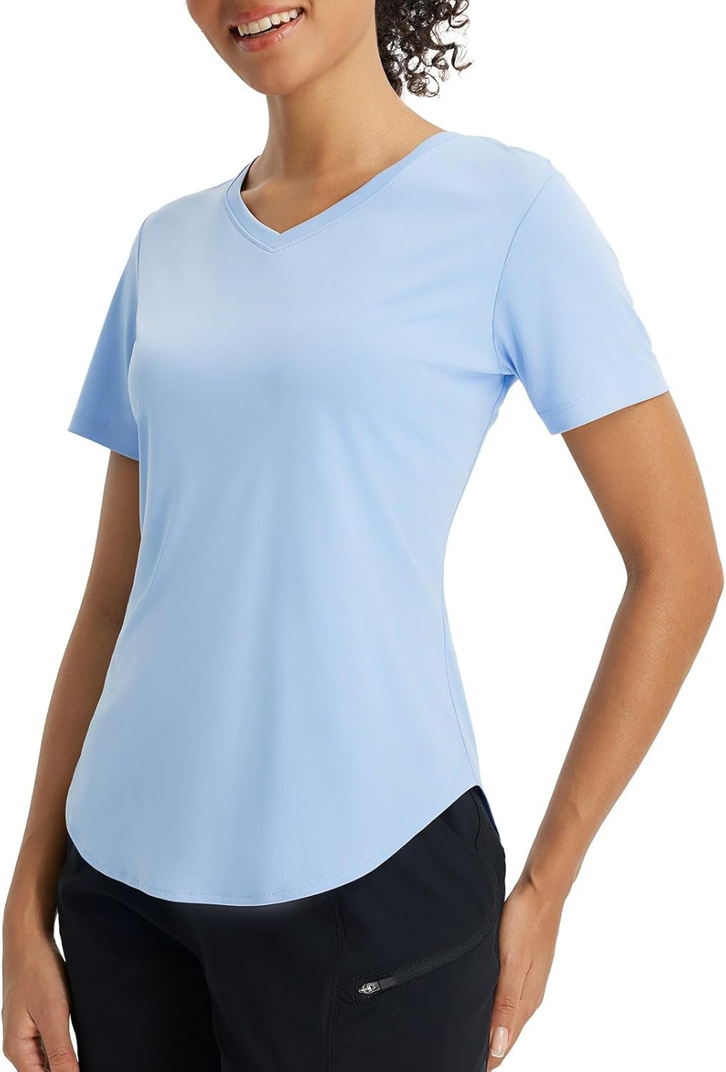 baleaf Women’s Sun Shirts UPF 50+ Short Sleeve UV Protection V Neck Top Moisture Wicking Quick Dry for Hiking Workout Running