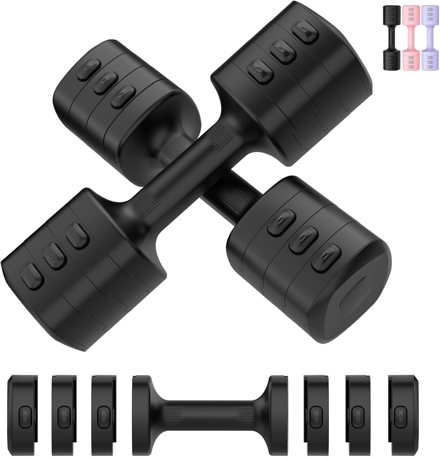 Adjustable Dumbbell Set, Total 11LB Weight Dumbbells Set for Women, Each 2.2/3.3/4.4/5.5LB, Hand Weights for Home Gym Workout Training