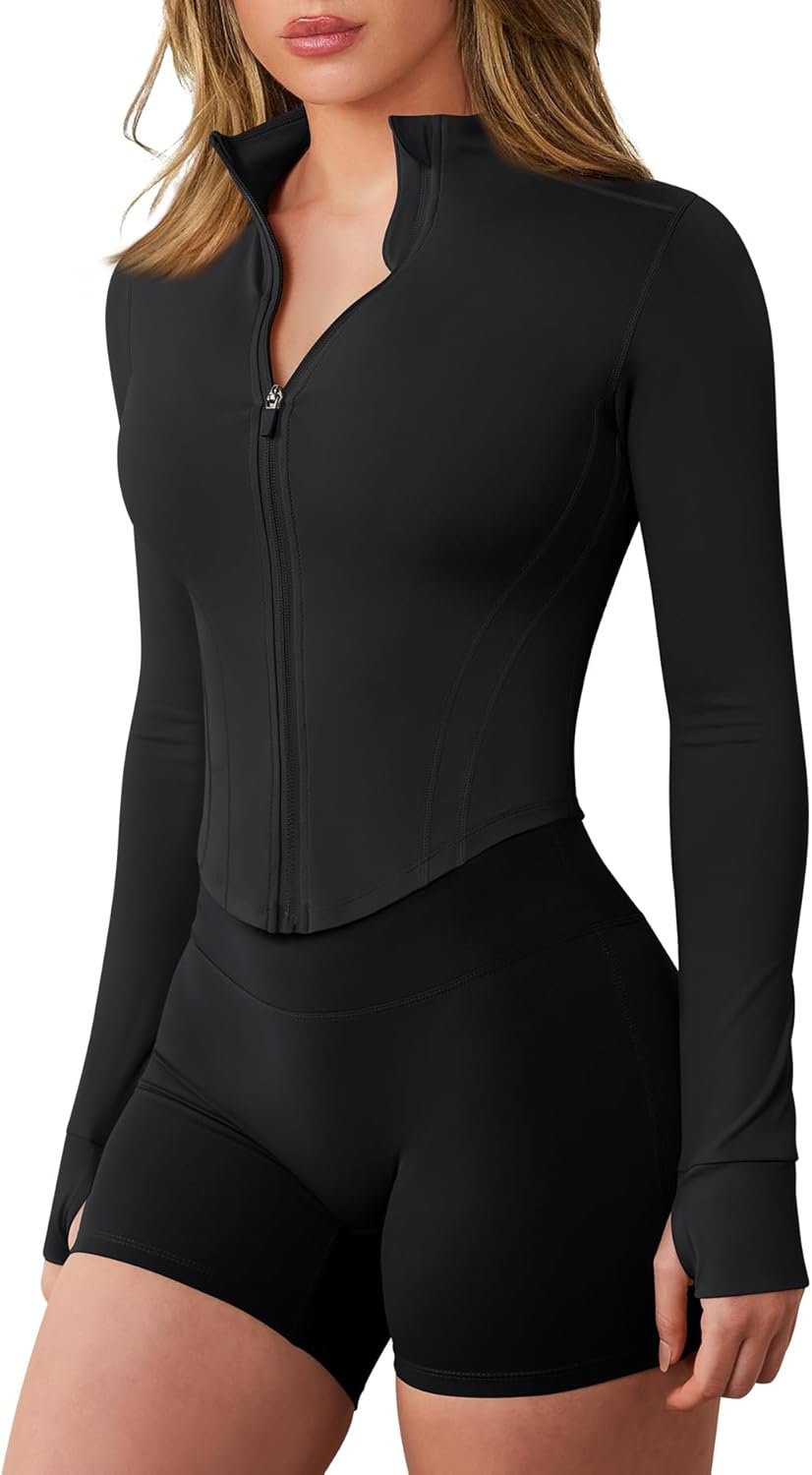 GYM RAINBOW Workout Jackets for Woman Lightweight Athletic Full Zip Running Jacket BBL Cropped Jackets Slim With Thumb Holes