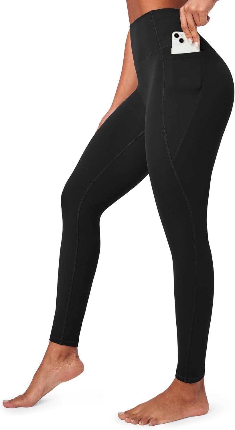 Ewedoos Compression Leggings for Women Tummy Control Leggings with Pockets Workout High Waisted No Front Seam Yoga Pants Gym