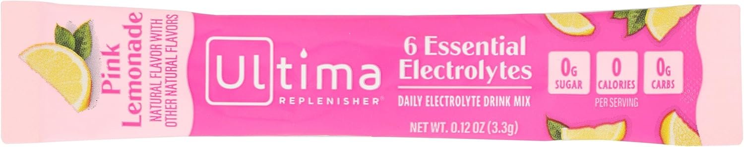 ULTIMA REPLENISHER Pink Lemonade Electrolyte Drink Mix Single, 0.12 OZ