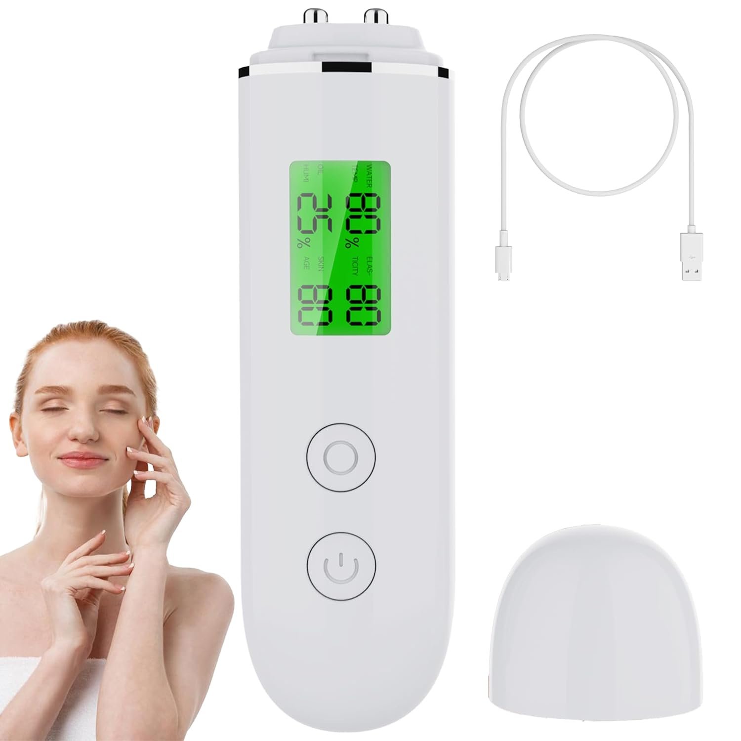 Skin Hydration Tester Monitor – Professional Portable Digital Corneometer Facial Moisture Analyzer Meter Tool – Multifunctional Hydration Test and Tracking Device for Skincare with LCD