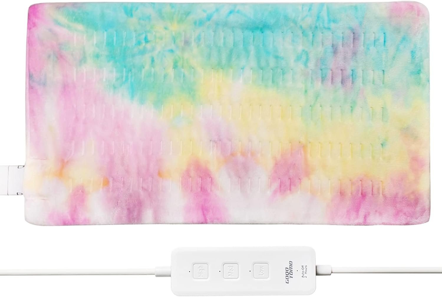 GOQOTOMO Electric Heated Pad for Back/Waist/Abdomen/Sh-oulder/Neck Pain and Cramps Relief – Moist and Dry Heat Therapy with Auto-Off Hot Heating Pad by-Rainbow
