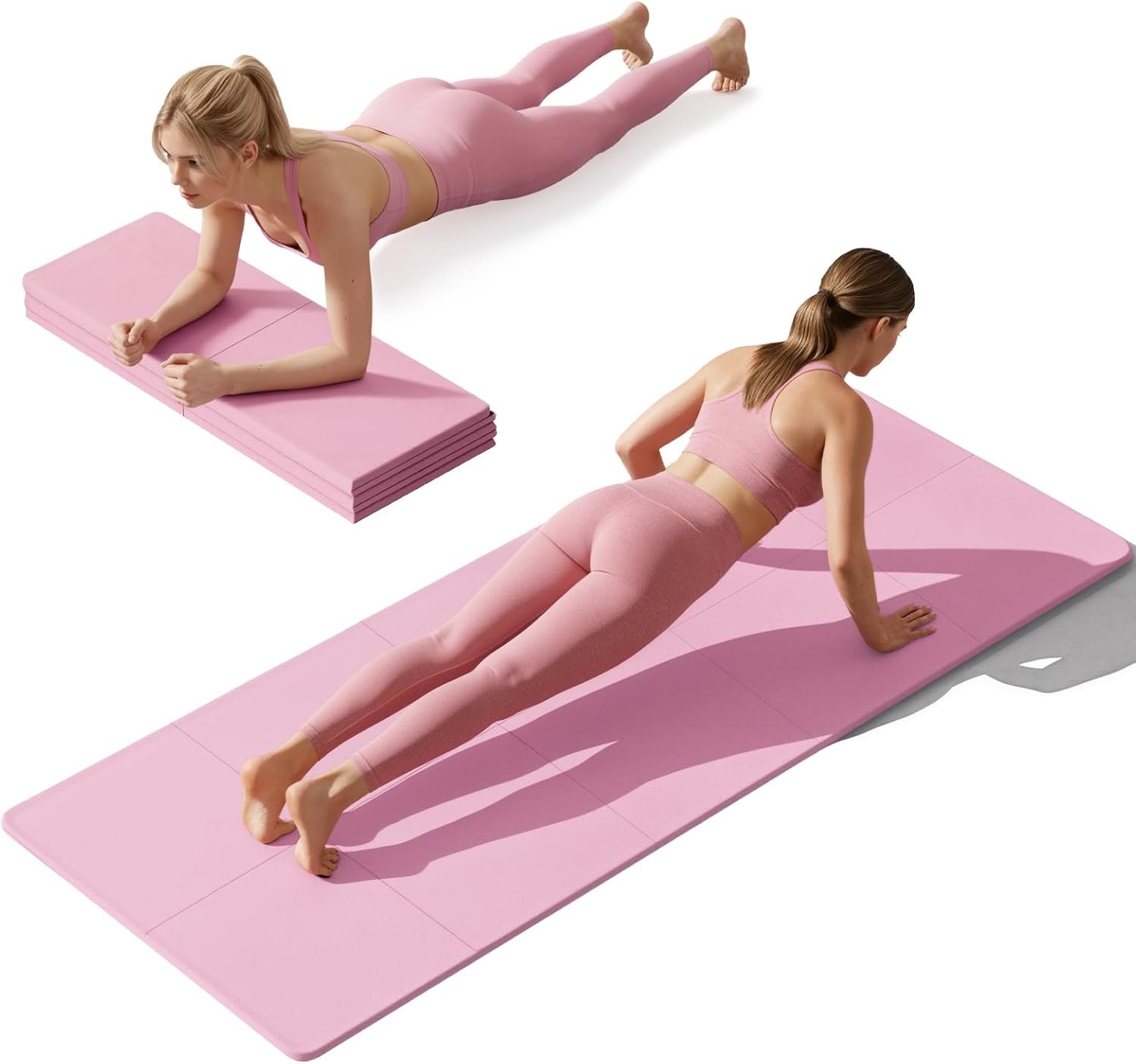 Foldable Yoga Mat Non Slip, Pilates Fitness Mats, 72″ x 24″ Extra Width ＆ Thick, Anti-Tear Exercise Mat with Carrying Strap and Bag, Workout Mats for Stretching,Yoga Studio,Gym or Home Workouts