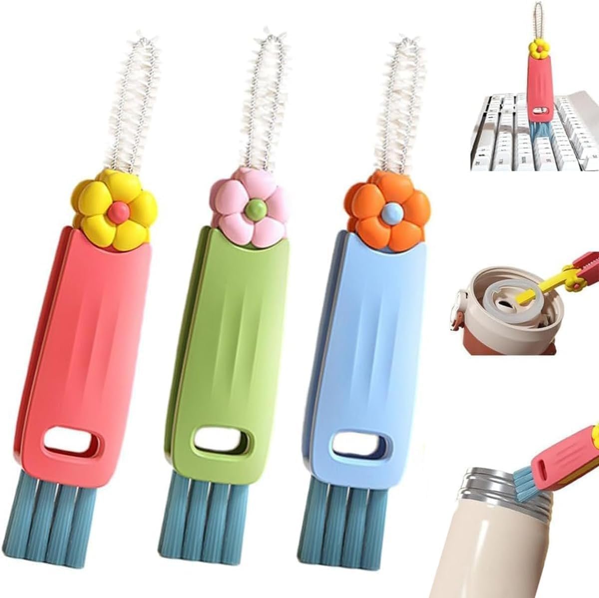 3 in 1 Cup Lid Gap Cleaning Brush Set,2026 New Multifunction Bottle Cleaning Brush, Crevice Gap Cleaner Tool for Tumblers, Water Bottles, Straws, Kitchen & Home Detail Cleaning (Mix)