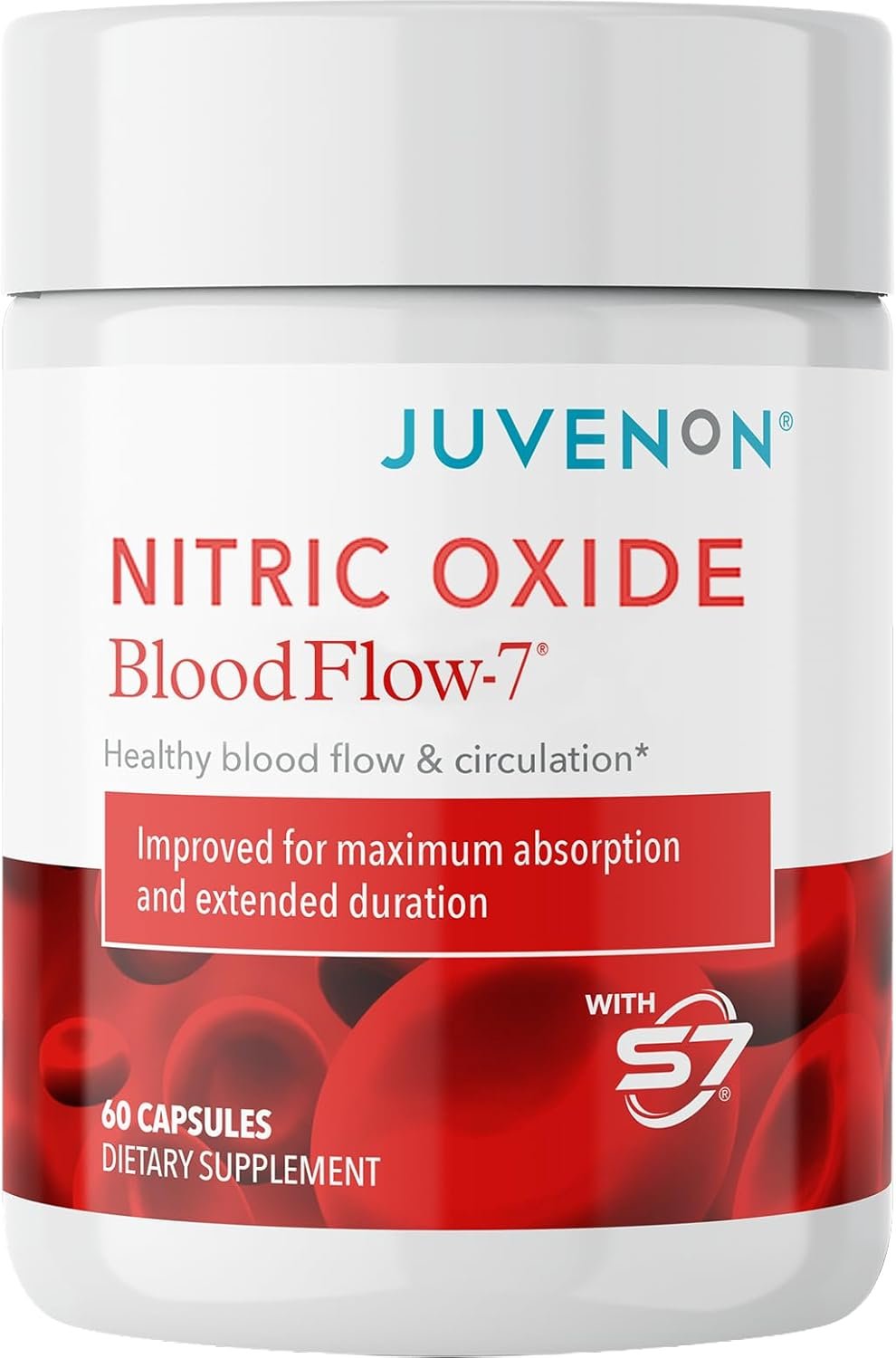 Juvenon BloodFlow-7 Nitric Oxide Supplements for Men & Women – Natural Nitric Oxide Booster with Nitrosigine® + S7® – Blood Flow & Circulation Support (1-Pack)