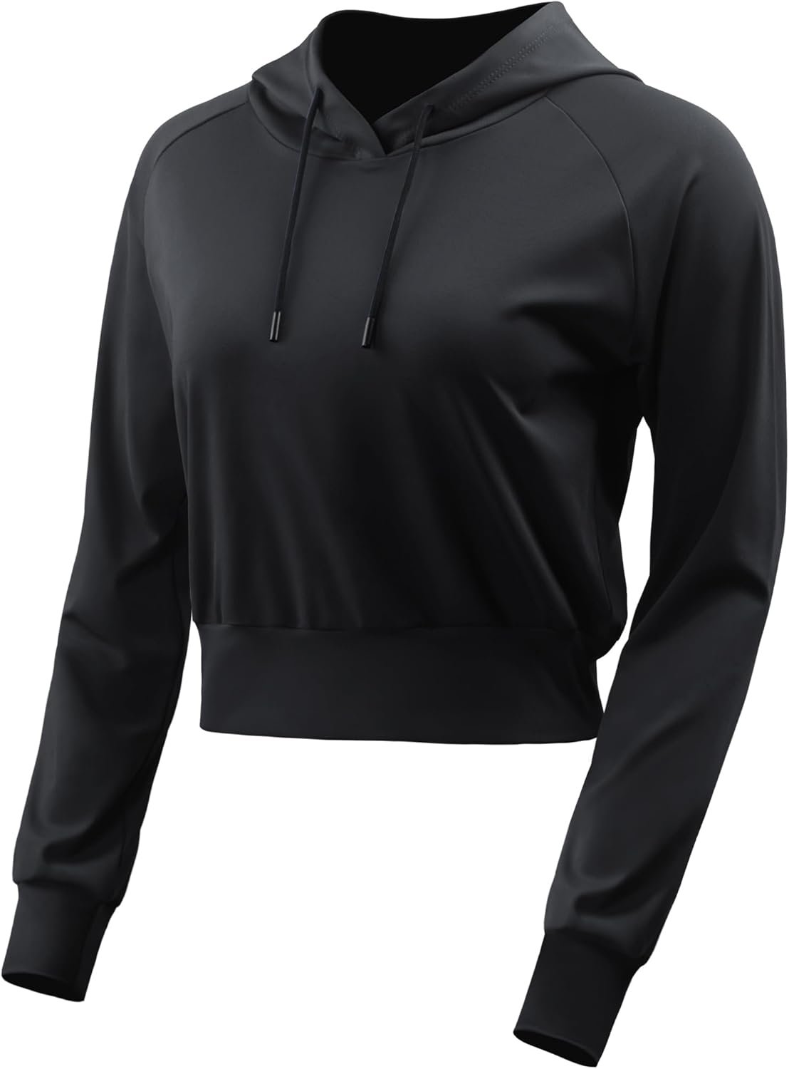 CADMUS Women’s Workout Long Sleeve Shirts with Hoodie Sweatshirt Running Crop Top
