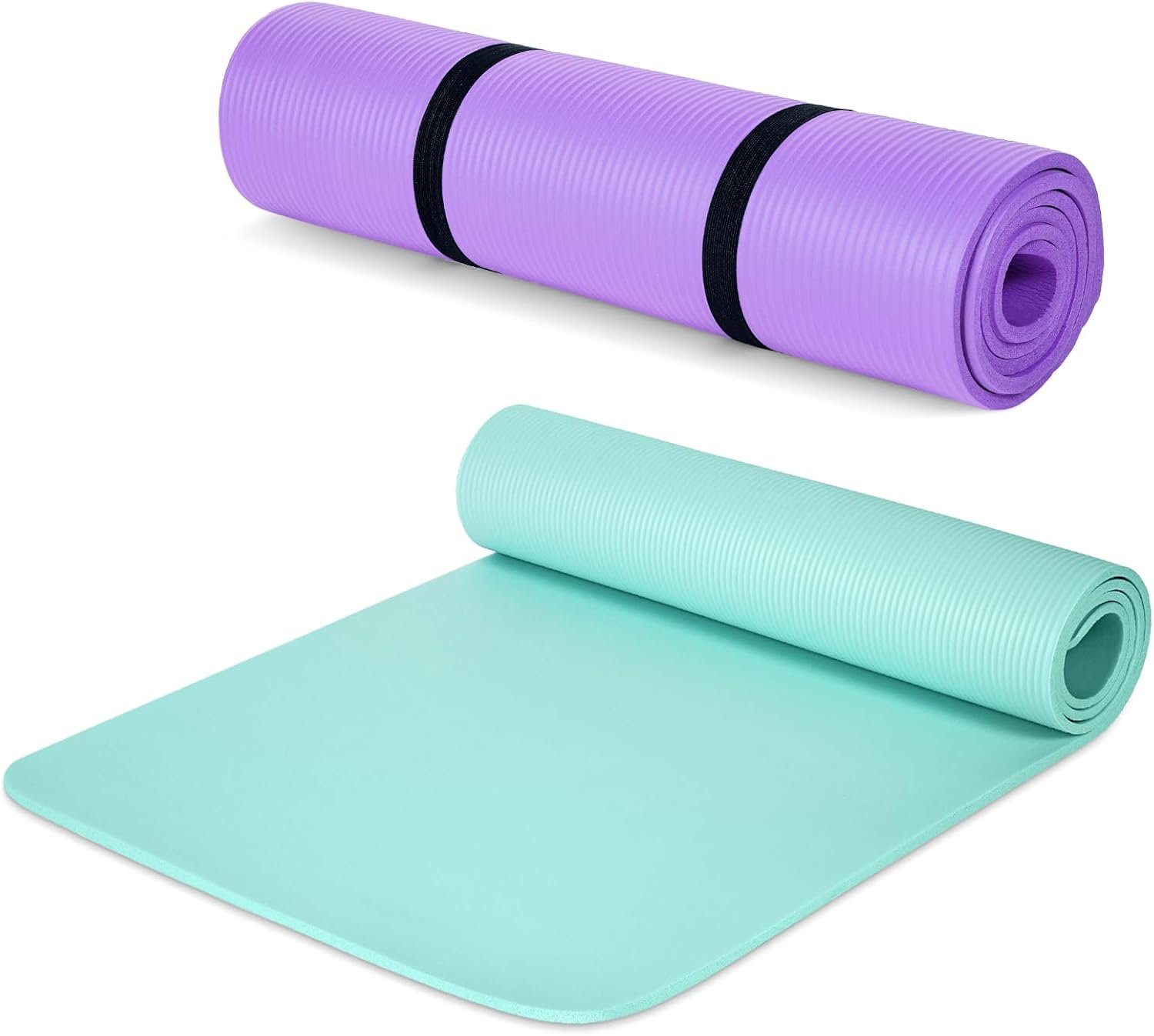 Woanger Yoga Mats (72×24) 3/8 Inch Thick Exercise Yoga Mat for Home Workout with Strap Non Slip Pilates Gym Supplies for Women Men