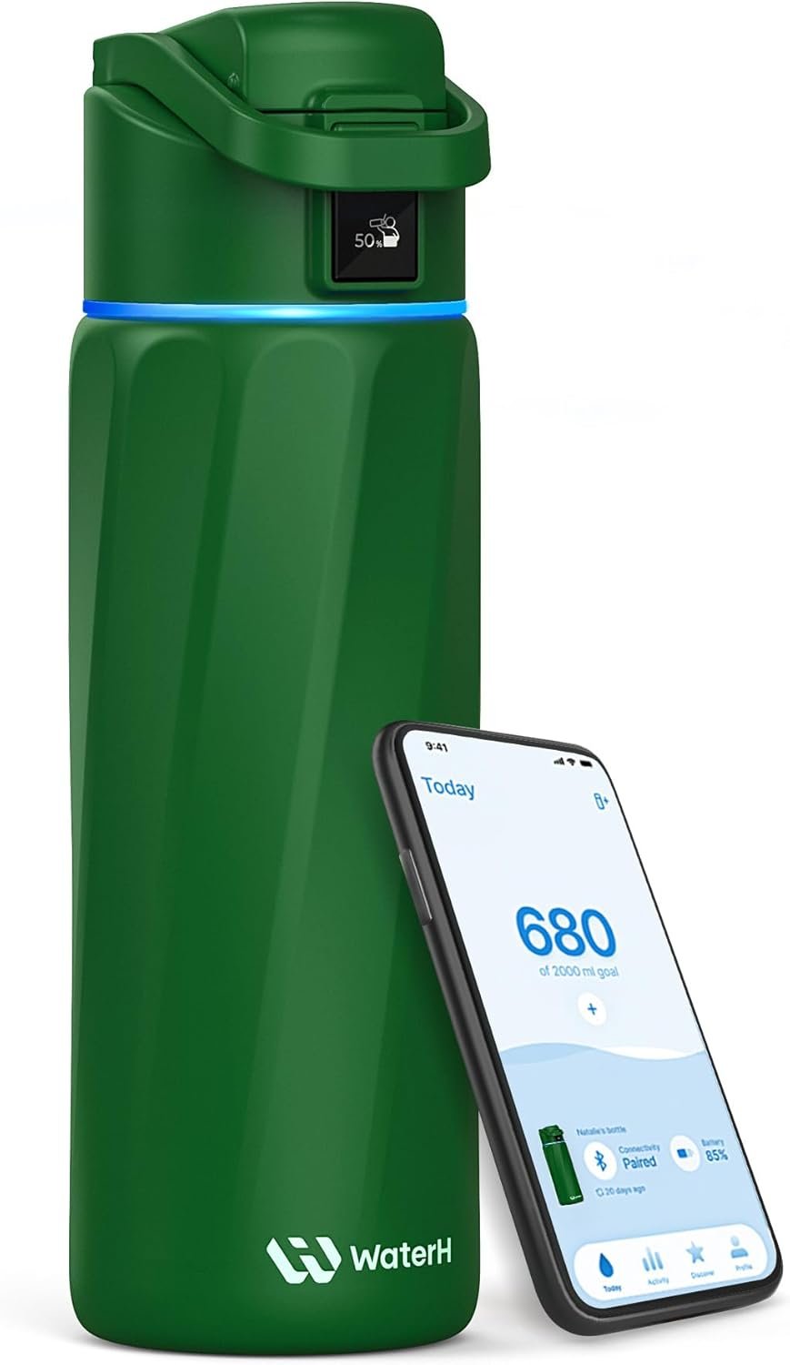 BOOST Smart Water Bottle that Reminds You to Drink, 24oz BPA-Free Stainless Steel Vacuum Insulated, Wide Mouth Water Tracker Bottle with APP for School, Gym, Office, Ideal for Mother’s Day