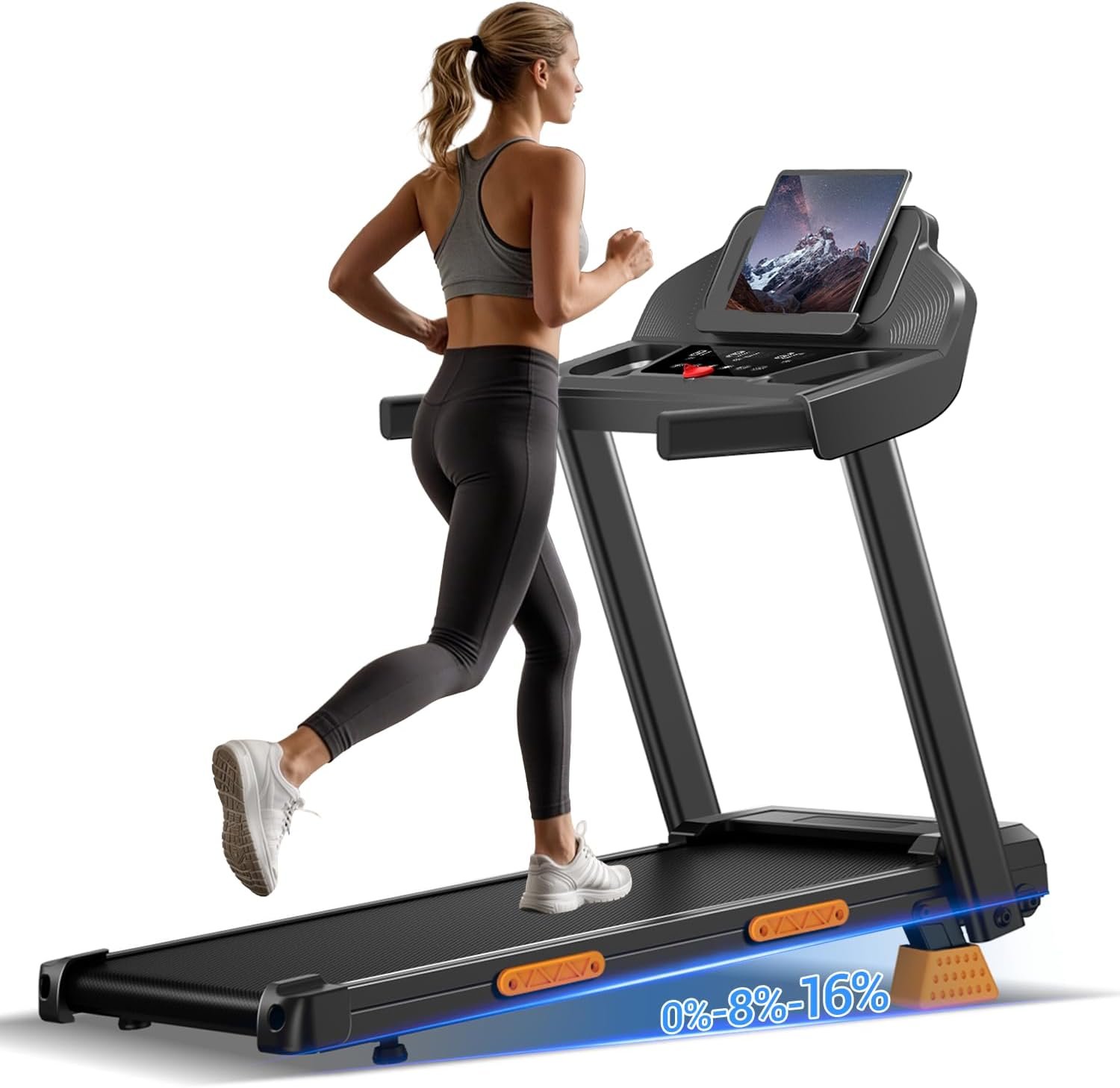16% Treadmills for Home with Handle, 3 in 1 Portable Treadmill with Incline, Foldable Treadmill with Three Screen, 12 Preset Programs, 400LBS