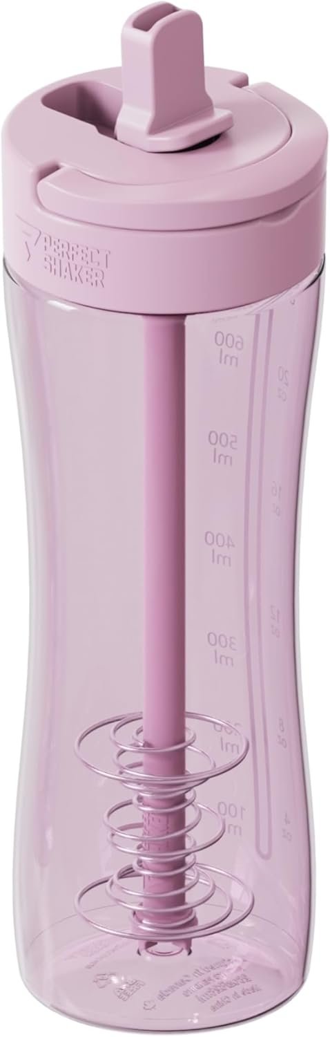 PerfectShaker Luma Series Tritan Shaker Bottle with Built-In Straw & Measurement Scale – 28oz Leakproof, BPA-Free, Dishwasher Safe Protein Shaker, Smoothie & Pre-Workout Mixer Shaker(Blush)