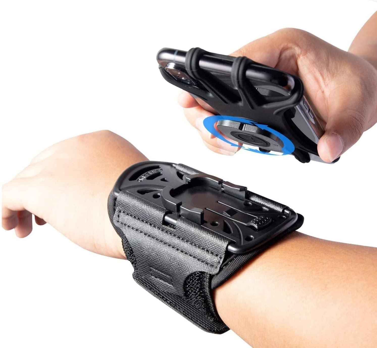 Wristband Phone Holder for Running, 360°Rotation & Detachable Sports Armband with Key Holder for iPhone 17/16/15/14/13/12/11/Pro/XS/XR/X/8/7/6/Plus, for Samsung Galaxy, Fits 4”-6.5”Phone