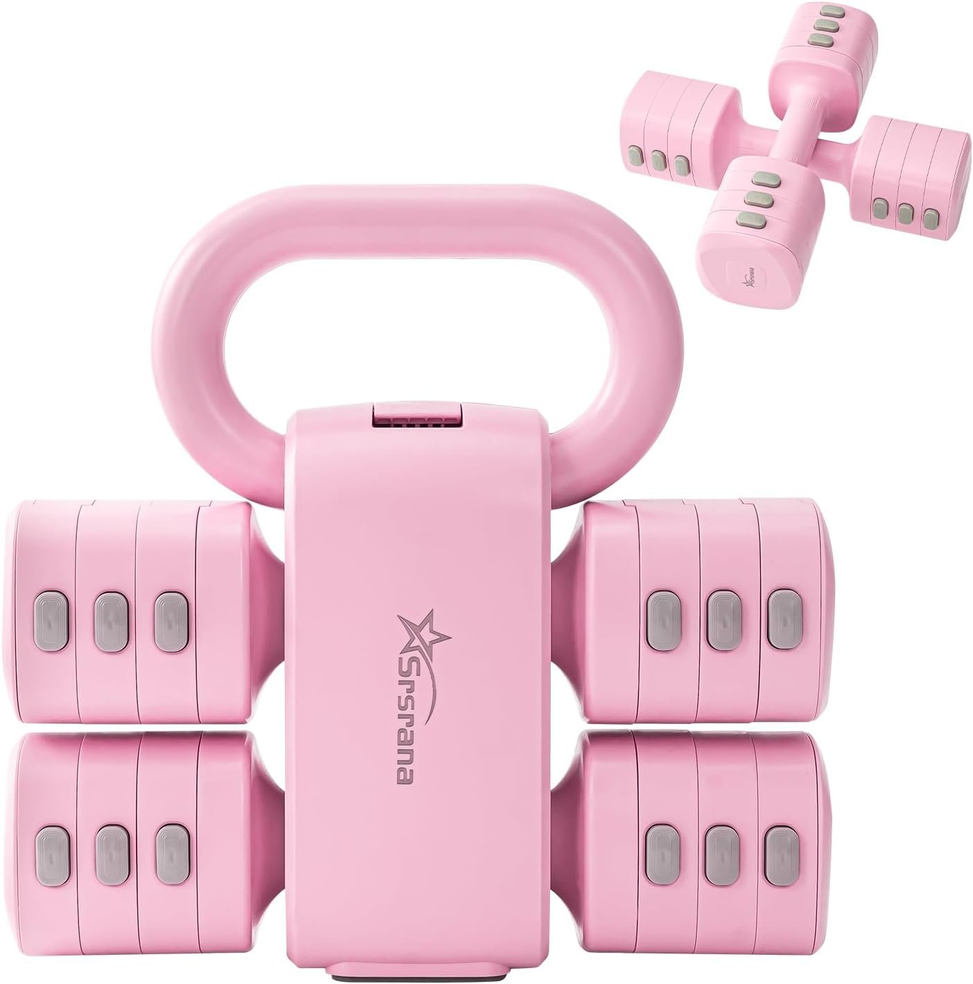 2-in-1 Adjustable Dumbbell & Kettlebell Set for Women (1.1-12.1 lbs), Quick-Change Free Weights for Home Gym, Pilates & Full Body Workout