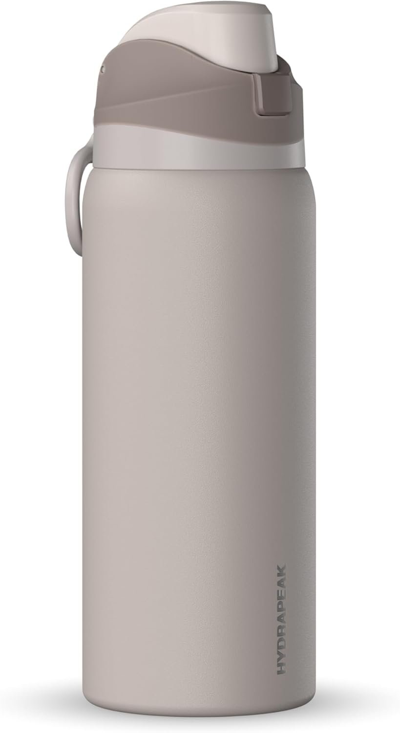 Hydrapeak Oasis 32oz Insulated Water Bottle with Locking Chug Lid & Handle, Leakproof Stainless Steel Travel Tumbler, Cupholder Friendly for Gym, Work & Everyday Hydration, Mocha
