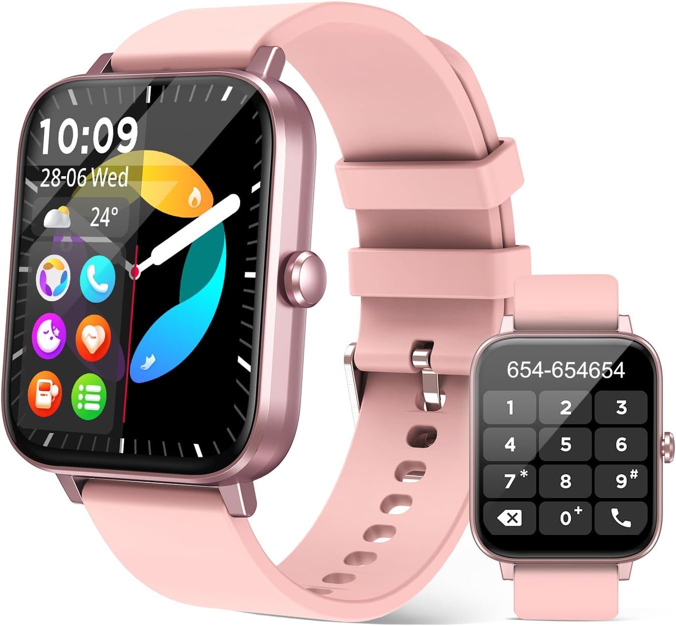Smart Watch for Women (Answer/Make Call): 1.85″ Waterproof Fitness Trackers with 24-Hours Blood Pressure Heart Rate SpO2 Sleep Monitor Watches for Women, iPhone Android Compatible( (Light Pink)
