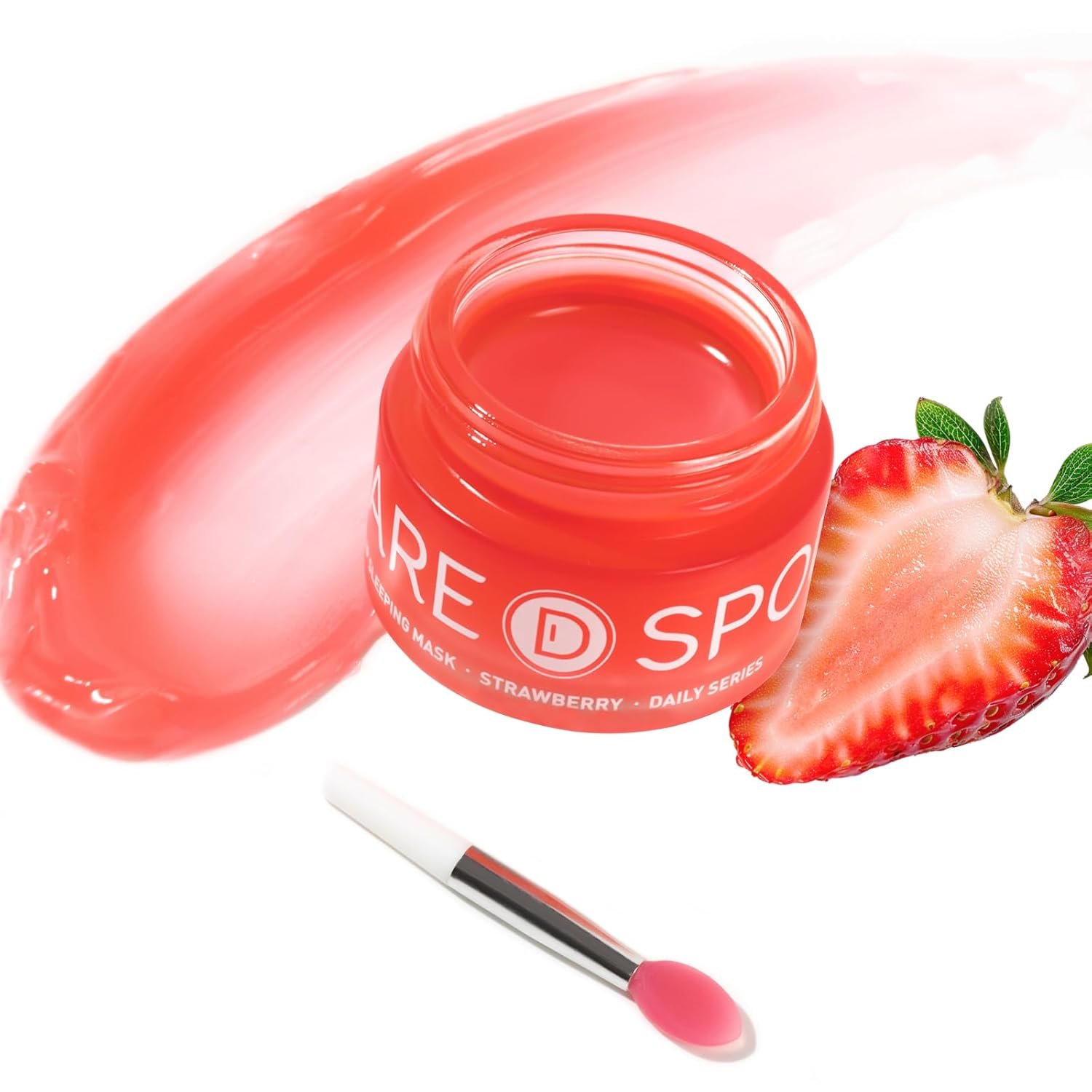 SPODARE Sleeping Lip Mask Strawberry – Overnight Lip Treatment, Lip Care Hydration, Repair for Dry Cracked Lips, Vitamin C, Soft and Nourished Lips Overnight, Christmas, with Shea Butter – 12g