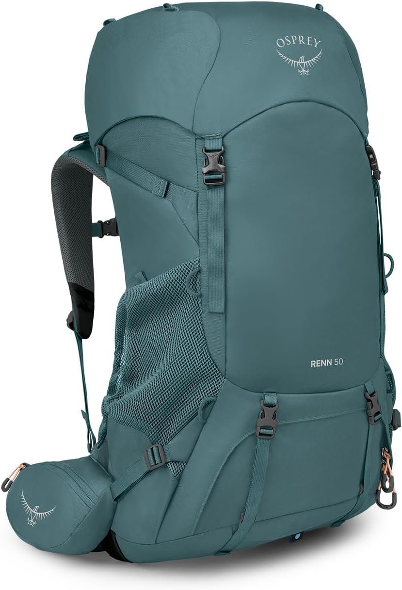 Osprey Renn 50L Women’s Backpacking Backpack, Cascade Blue/Melon Orange