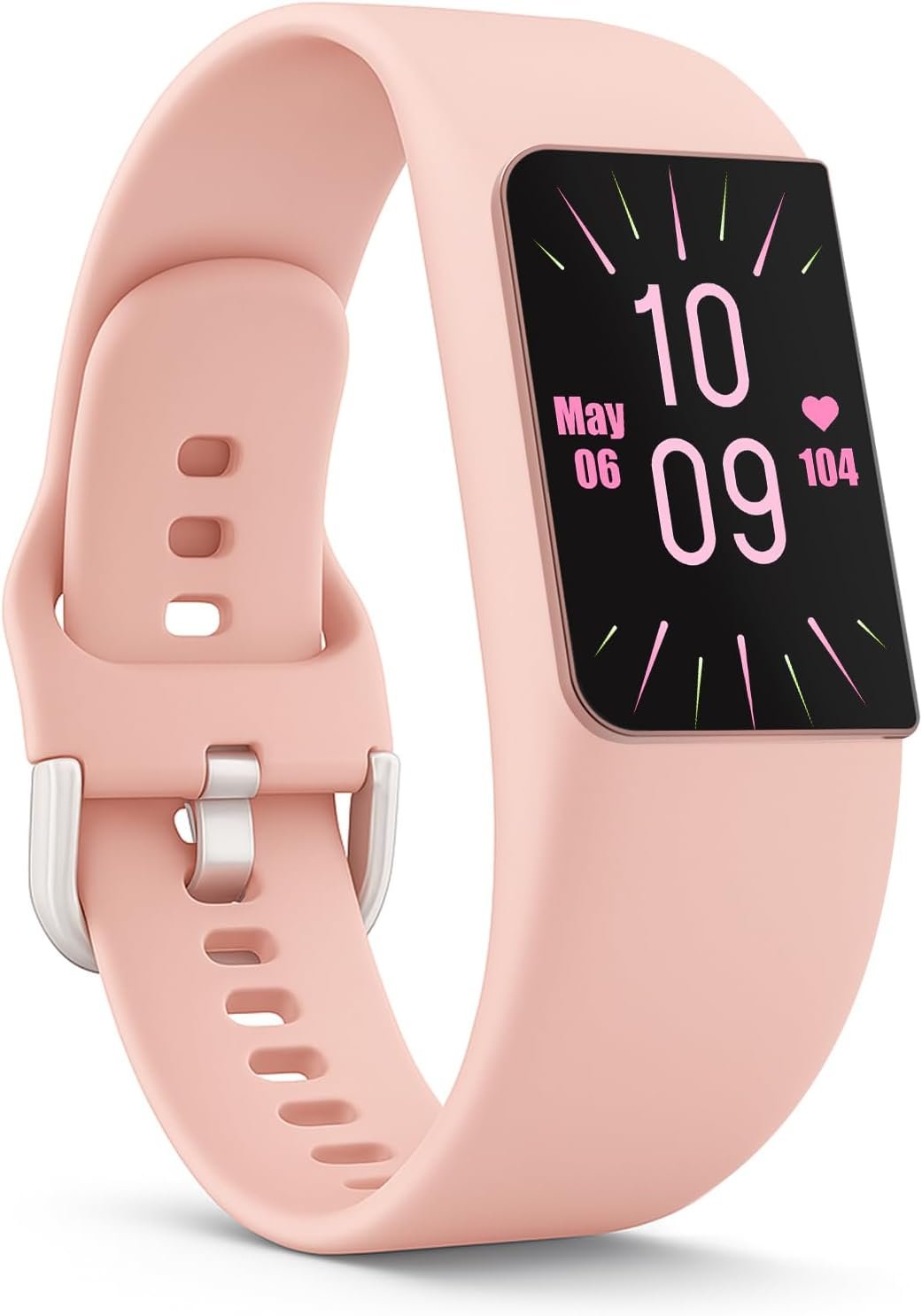 FITVII Slim Fitness Trackers, Fitness Watch with 24/7 Heart Rate, Blood Pressure, Blood Oxygen, Stress Monitor, AMOLED Activity Tracker Step Calorie Counter, IP68 Waterproof Smart Watch for Women Men
