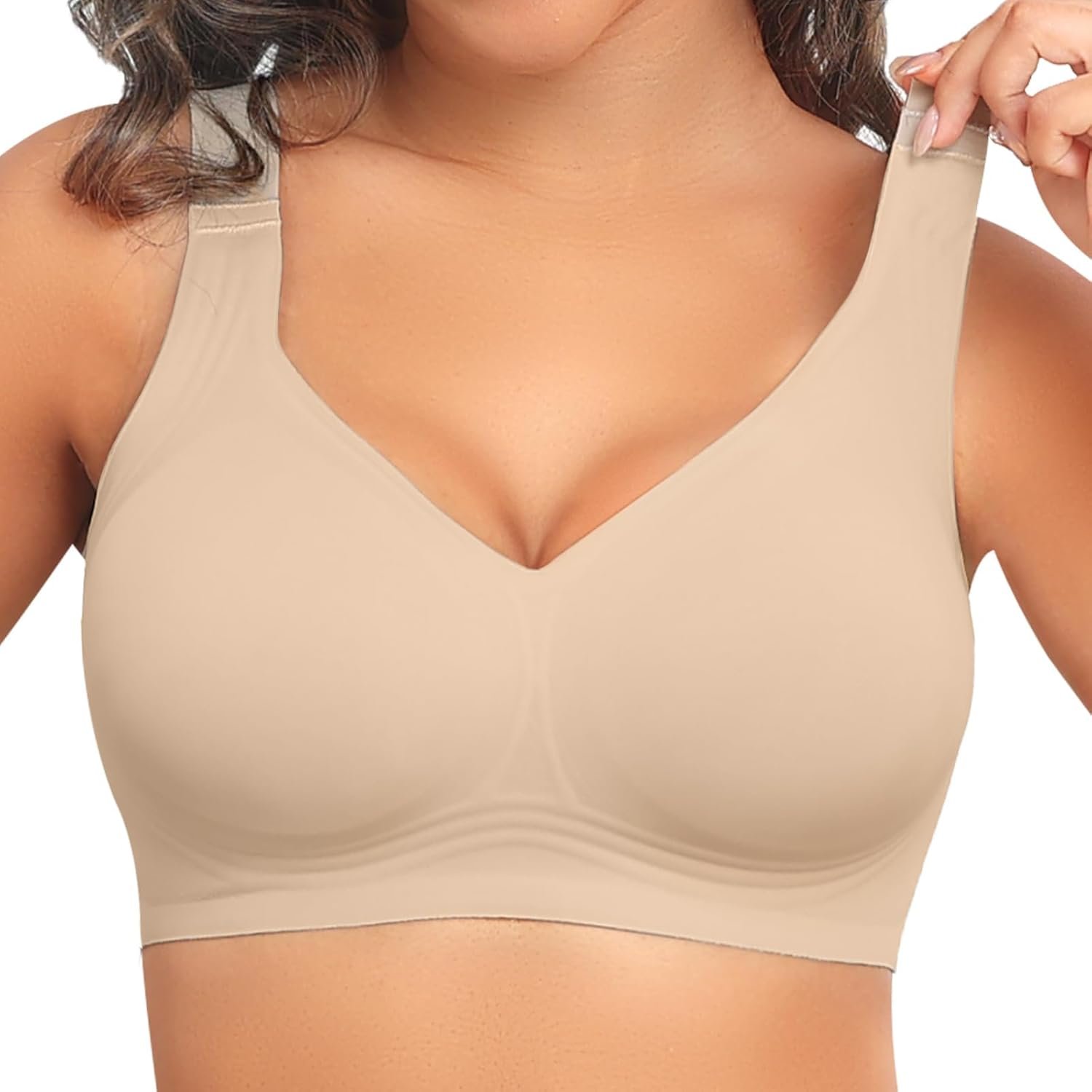 PoseFree Jelly Bras for Women No Underwire Supportive Wireless Comfort Full Coverage Push Up Plus Size for Older Women