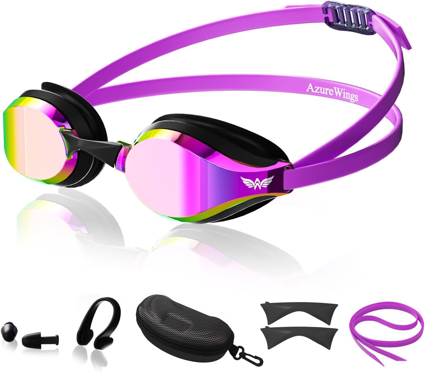 Swim Goggles for Men Women – No Leak Anti-Fog UV HD Wide Vision, Racing & Swimming Goggles Black-Electroplate