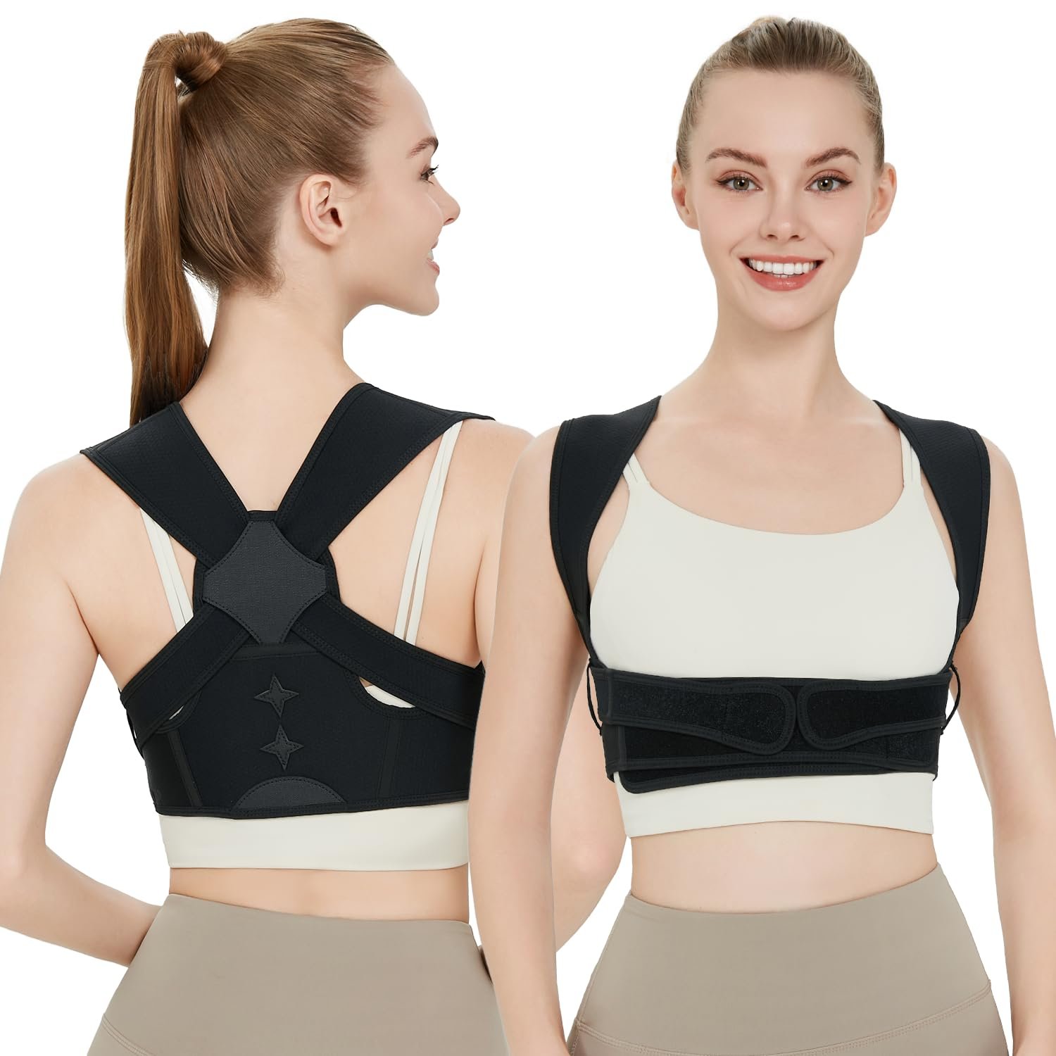 Back Brace Posture Corrector for Women and Men,Adjustable Shoulder Posture Brace,Upper Lower Pain Relief – Scoliosis,Hunchback,Hump,Spine Black (Large/X-Large)