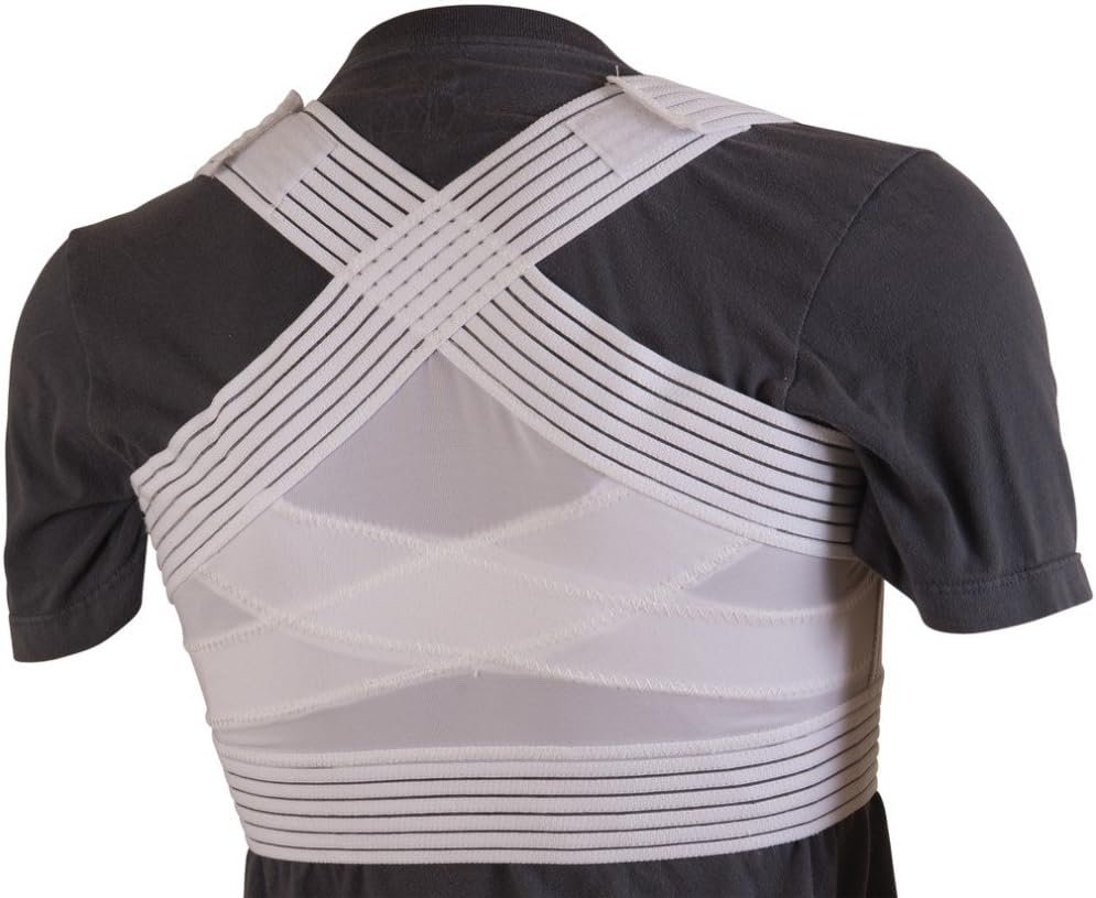 DMI Posture Corrector for Men and Women, Adjustable Criss-Cross Support for Reducing Back Pain and Strain, Comfortable and Breathable, Machine Washable, White, Large, 42″ to 44″ Chest Size