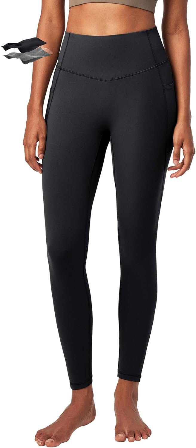 Heathyoga Compression Leggings for Women Tummy Control No Front Seam Leggings with Pockets for Women Workout Yoga Pants