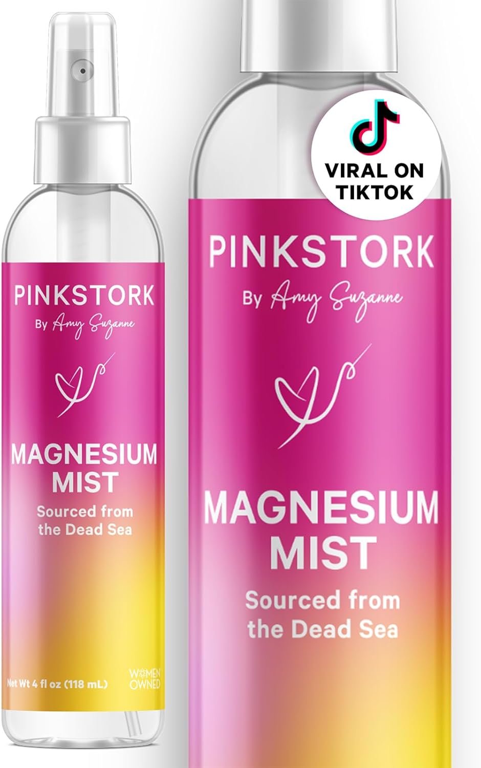 Pink Stork Magnesium Spray Mist – for Calm, Stress, and Sleep, Seasickness Support, Pregnancy Must Haves, 200 mg per 6 Sprays, Pure Magnesium Chloride Body Spray, 4 oz, Unscented