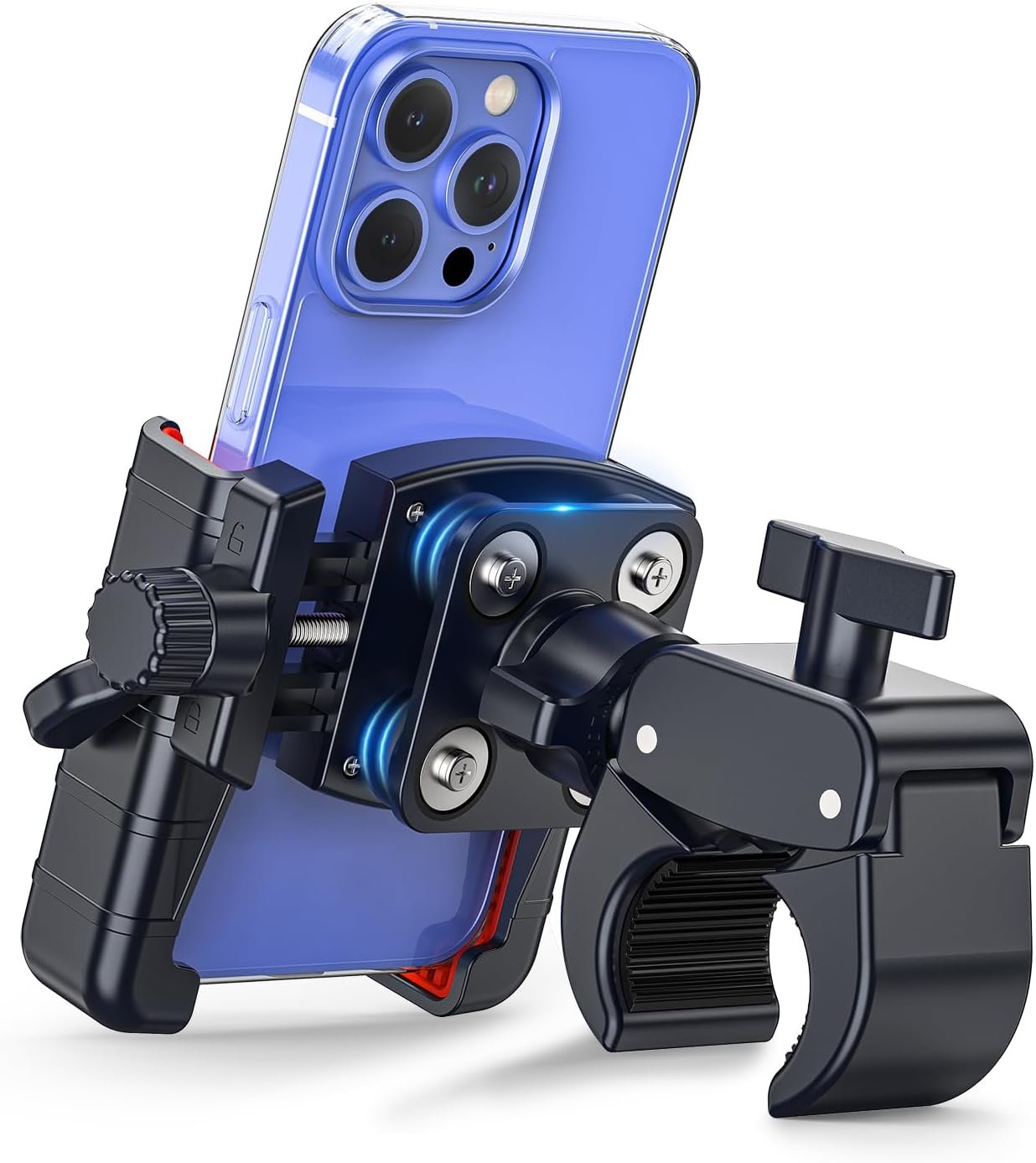 𝟑𝐫𝐝-𝐆𝐞𝐧 Anti Vibration Motorcycle Phone Mount Bike Phone Holder, E-Bike Handlebar Cell Phone Holder with Secure Lock, Electric Scooter Phone Holder for Bicycle/ATV Fit 4.7-7” Phone