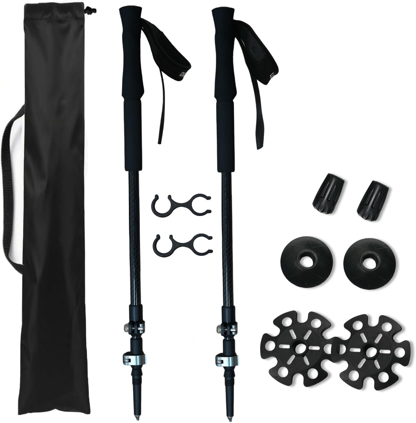 Carbon Fiber Trekking Poles 2 Pcs Ultra Lightweight Telescopic Collapsible Hiking Poles, Adjustable EVA Grips-Terrain Accessories, Portable Hiking Sticks for Hiking Men&Women