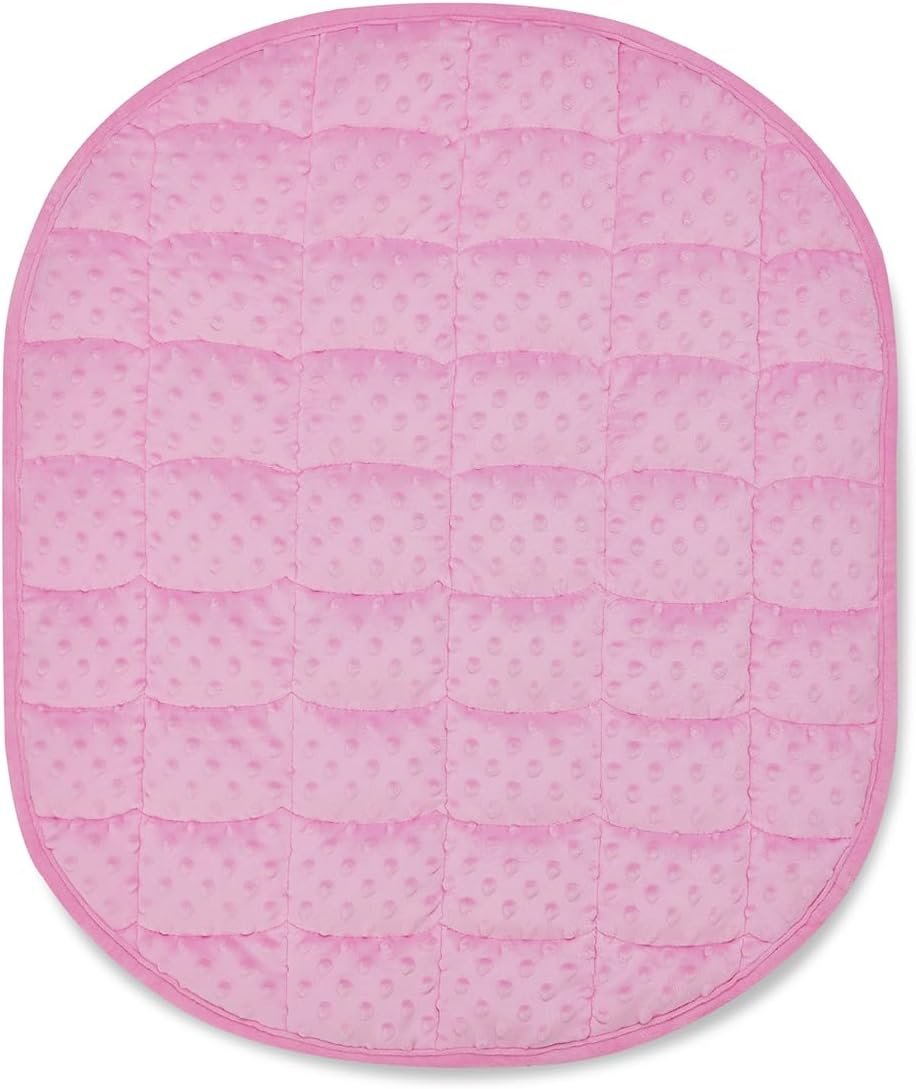 TONGDADA Weighted Lap Blanket 7lbs for Adult,Perfect for Relaxation, Lounging, Napping, Sleeping & Travel,Luxury Minky Weighted Body Blanket,Weighted Throw Blanket-Pink Minky Dot, 29″ x 24″