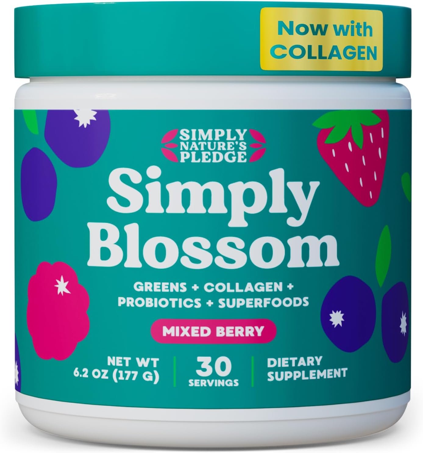 Simply Blossom Nutrition – Daily Greens & Superfood Powder + Collagen + Probiotics for Women’s Digestive Health & Bloating Relief. Help Your Health Bloom – 30 Day Supply