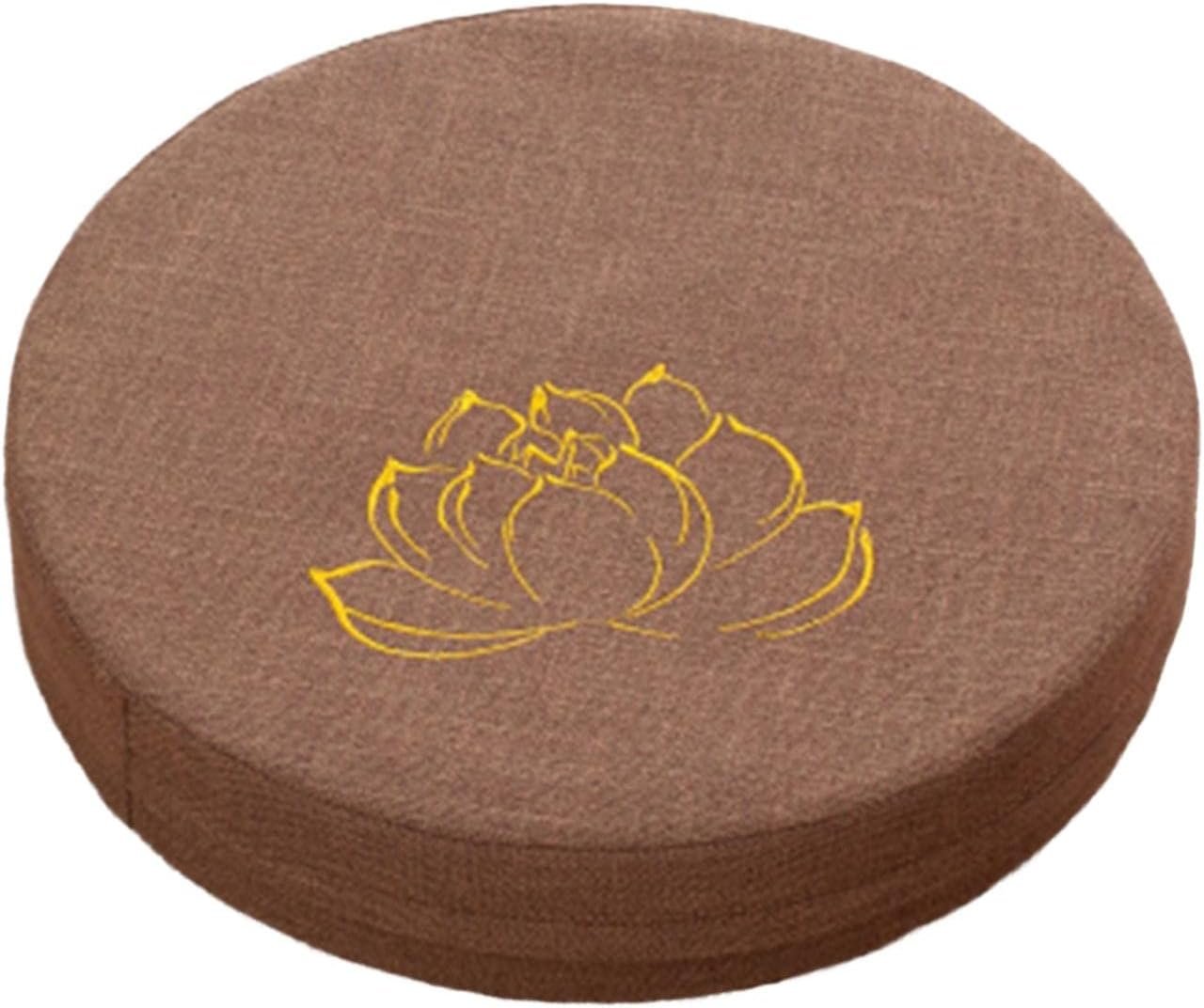 Meditation Cushion with Removable Cover 16″ Dia Tibetan Meditation Pillow Floor Pillow for, Khaki 6cm