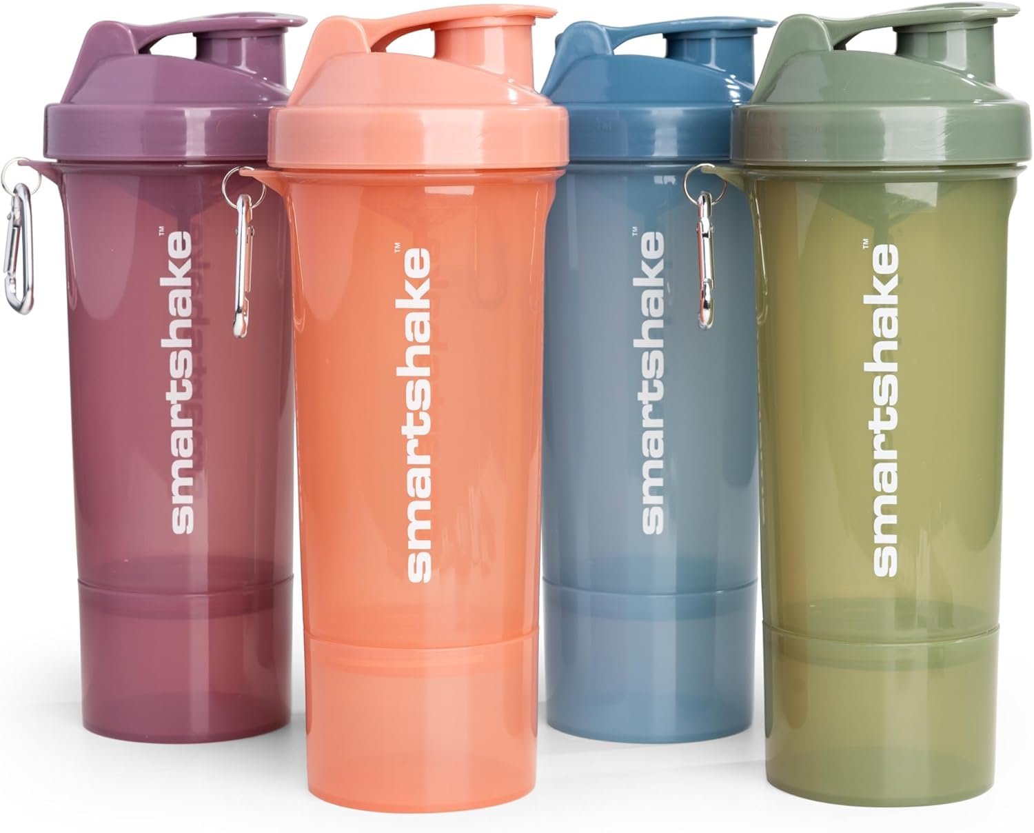 Smartshake Protein Shaker Bottle for Protein Mixes – 4 Pack – 13.5 oz | Shaker Cups for Protein Shakes | Blender Bottle Shaker | Protein Shaker Bottle Pack | BPA Free Shaker (SLIM – Multicolor)