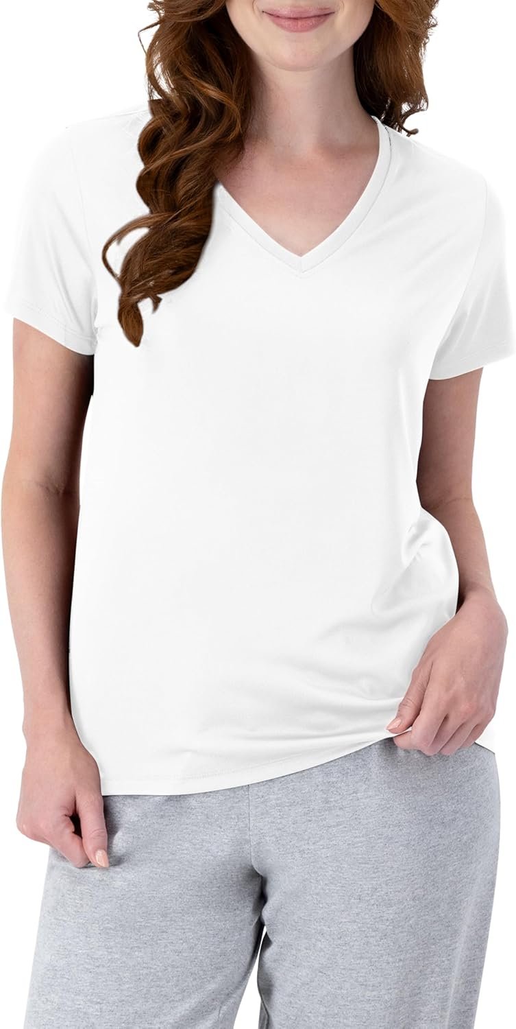 Hanes Womens Cool Dri Performance V-Neck T-Shirt, Moisture-Wicking Short Sleeve Tee, 40+ UPF Protection, 1 Or 5 Pack