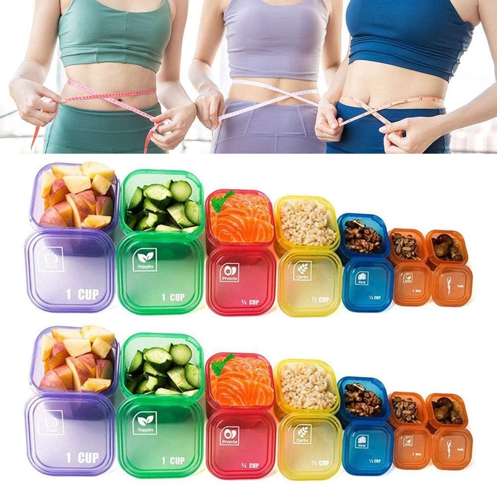 14pcs Portion Control Containers, Color & Icon Coded Meal Prep Kit for Weight Loss & Balanced Diet, Perfect for Fitness, Meal Prep, Work & Travel