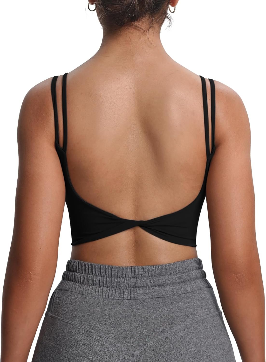 Aoxjox Women’s Workout Sports Bras Fitness Yoga Crop Tank Metamorph Twist Back Cami