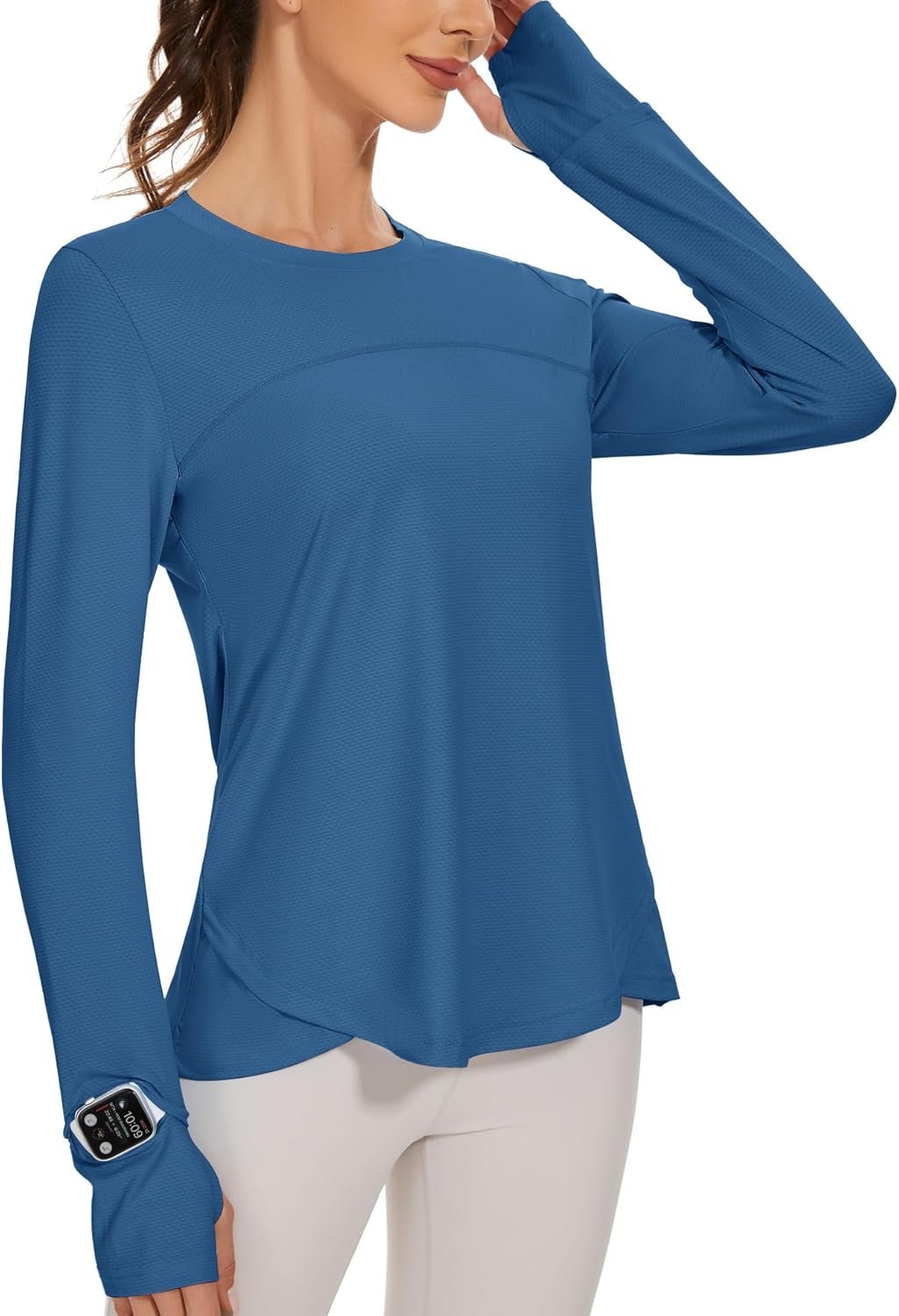 Blingfit Women’s Workout Tops Long Sleeve Running Hiking Athletic Gym Shirts Lightweight UPF50+ UV Rash Guard Sun Protection