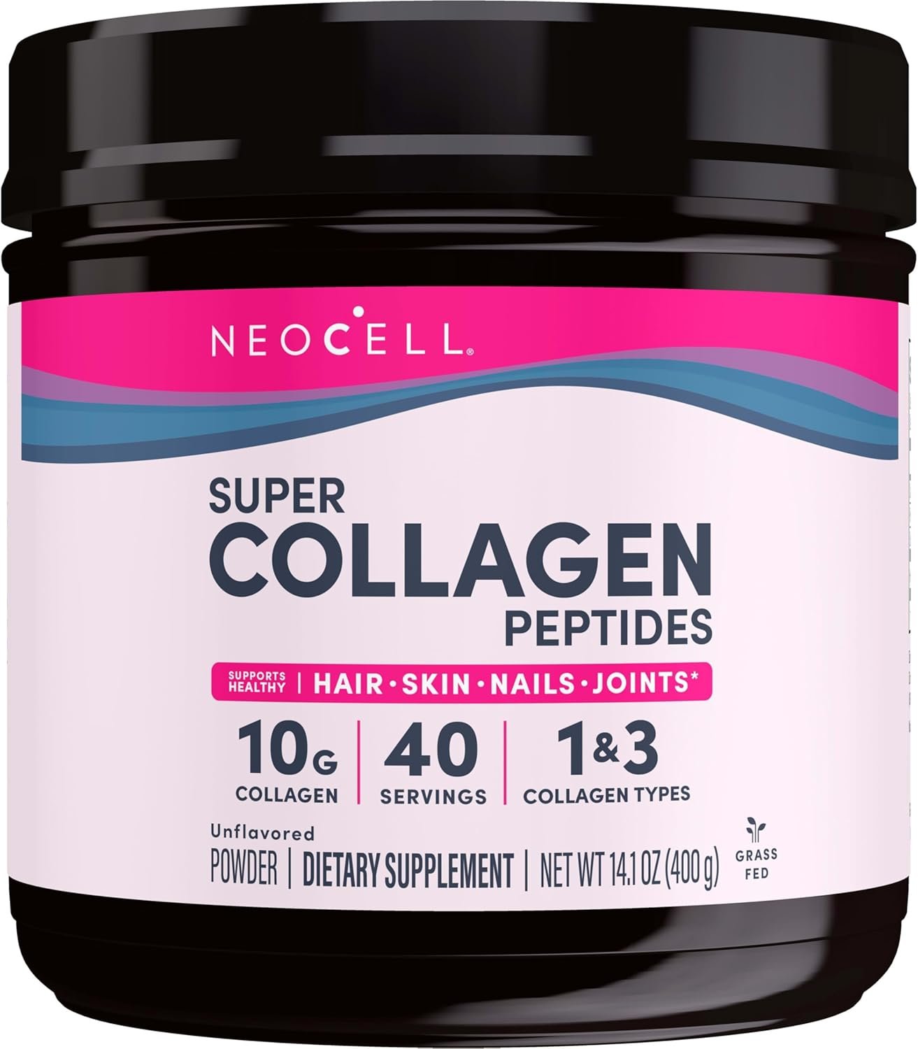 NeoCell Grassfed Collagen Peptides Powder | 14 oz | Unflavored | for Women and Men | Hair, Skin, & Nails