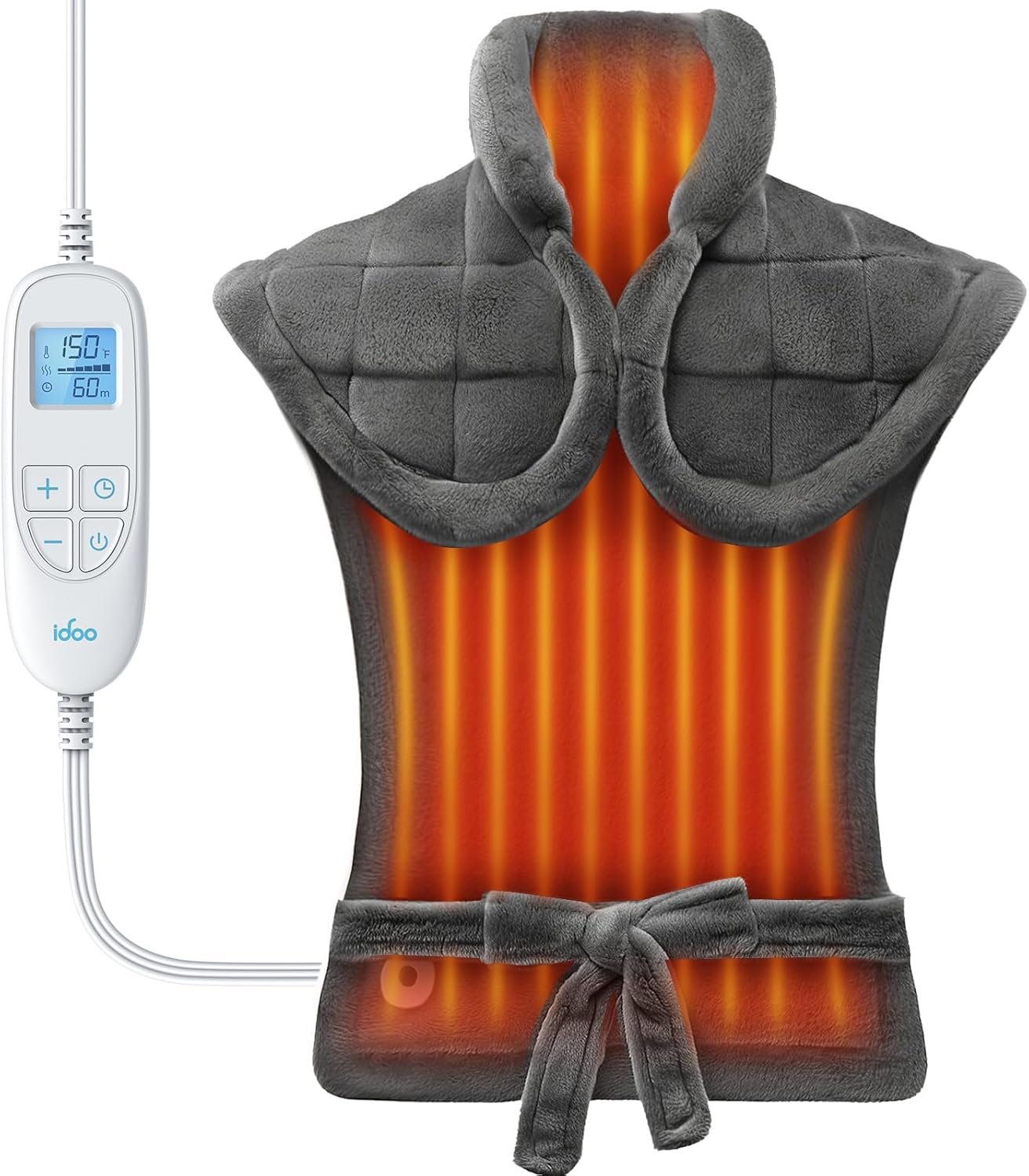 iDOO Heating Pad for Neck and Shoulders and Back for Pain Relief, Mothers Day Gifts for Mom Women Men Elderly, FSA Eligible Items & HSA Store, Large 24″x33″ Weighted Electric Heat Pads for Back Gray